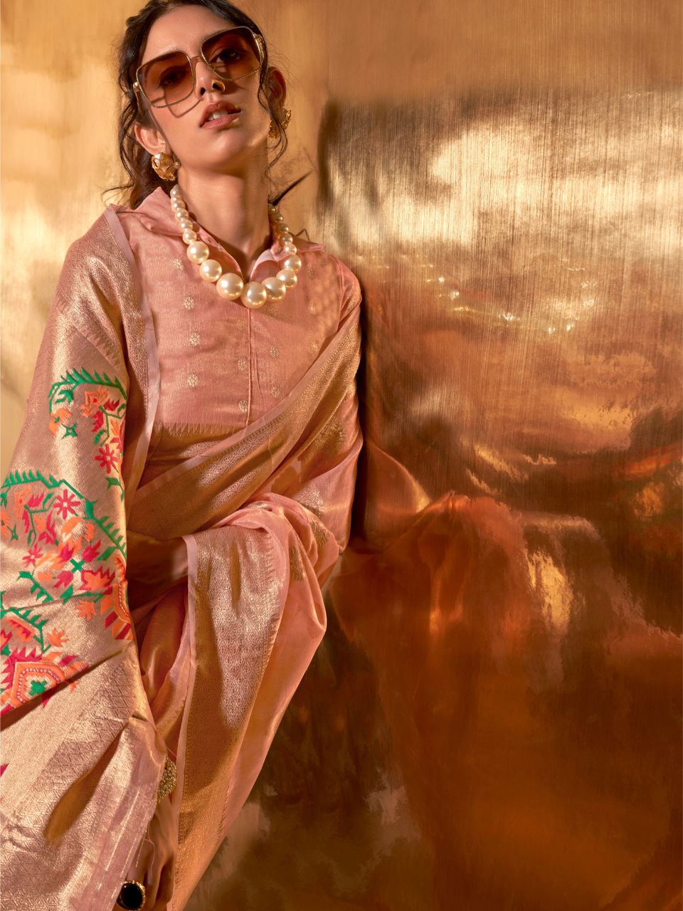 peach saree
