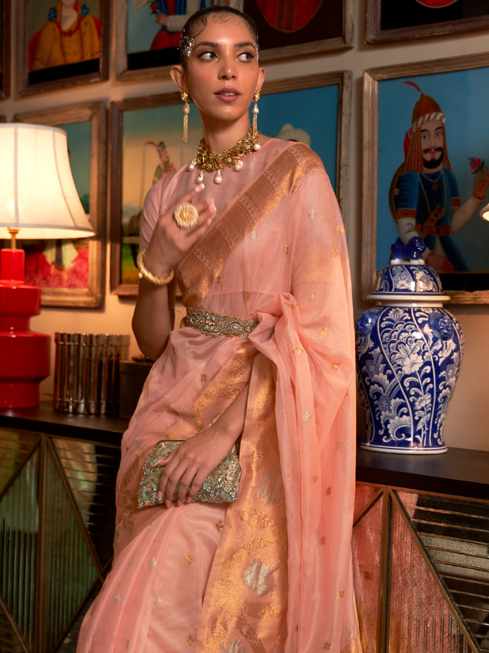 organza saree for party