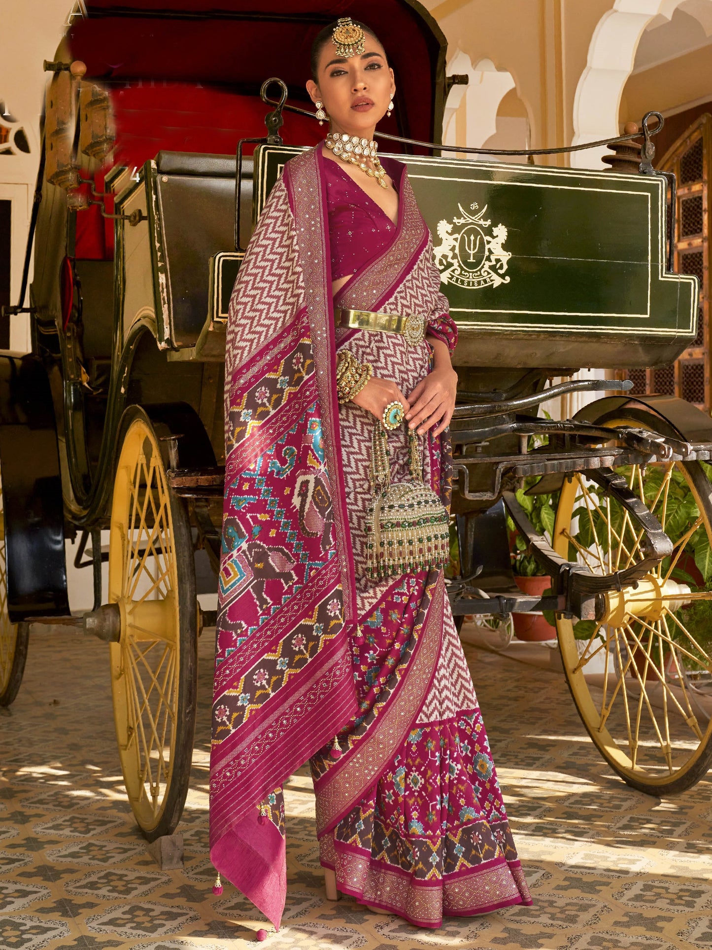 Cerise Magenta Patola Saree