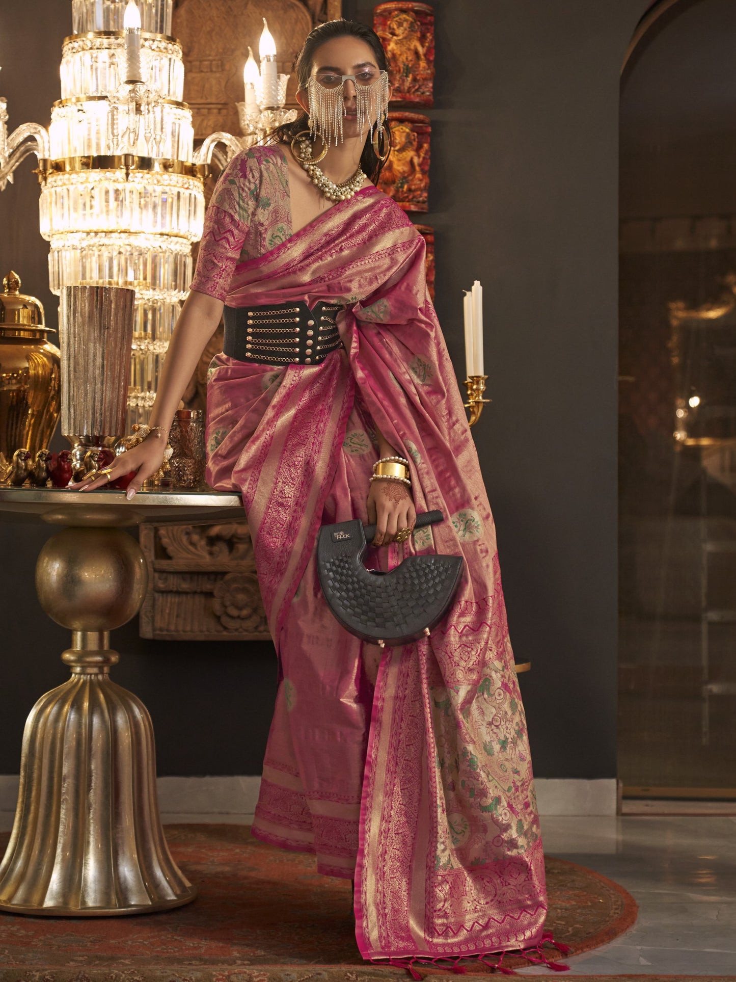 purple banarasi saree