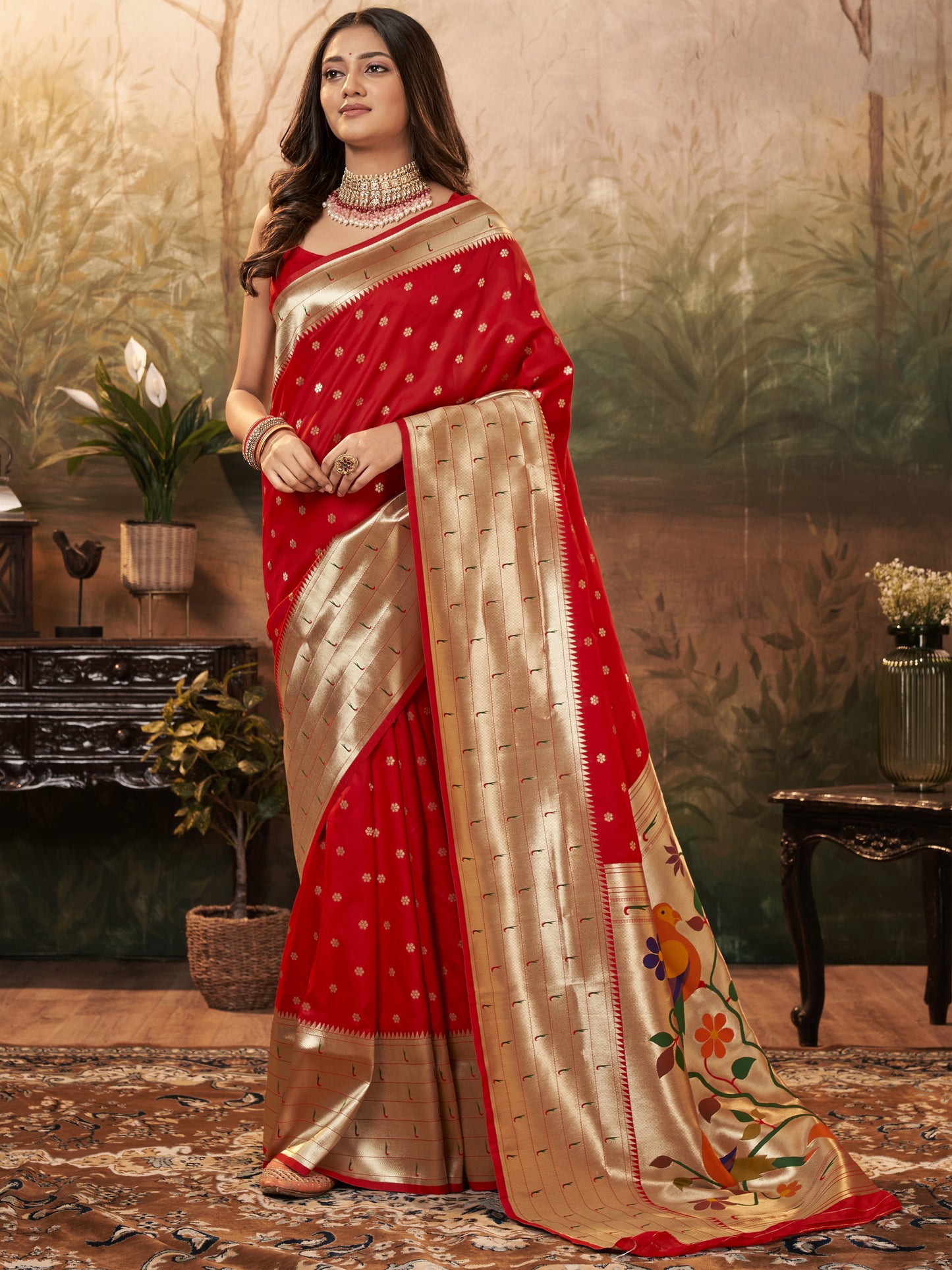 Brick Red Paithani Saree