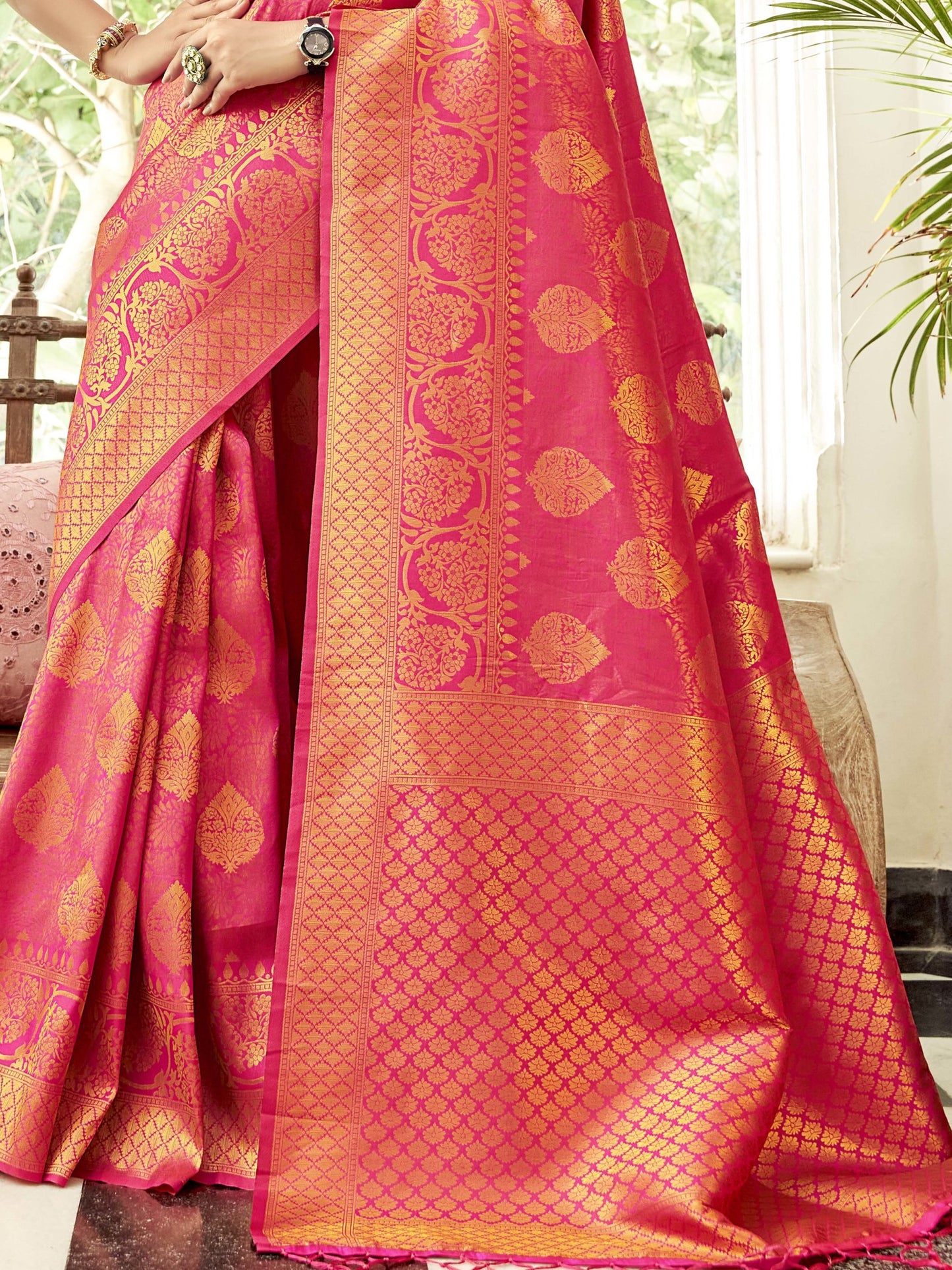 French Pink Kanjivaram Saree