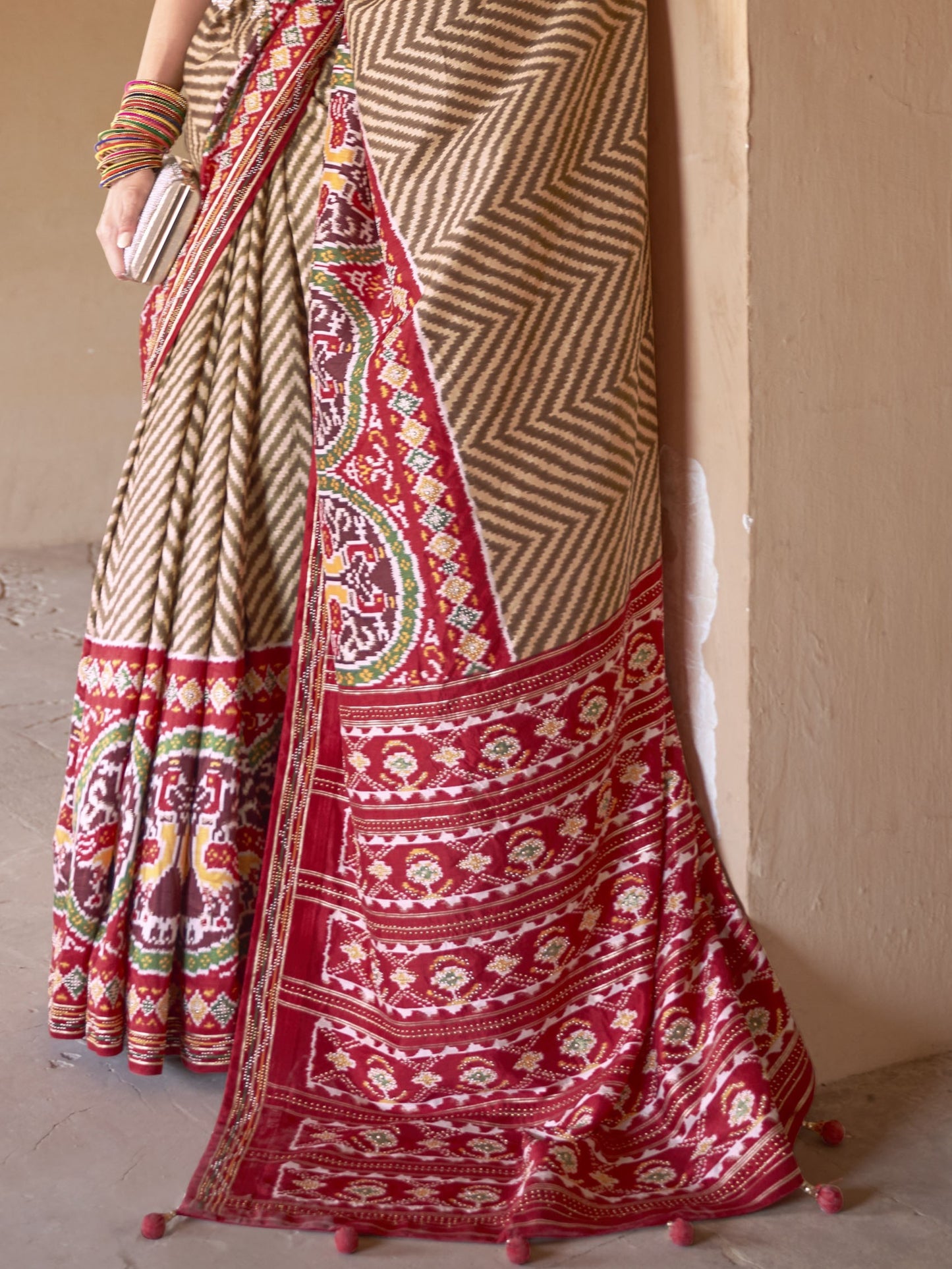 Berry Brown Patola Saree