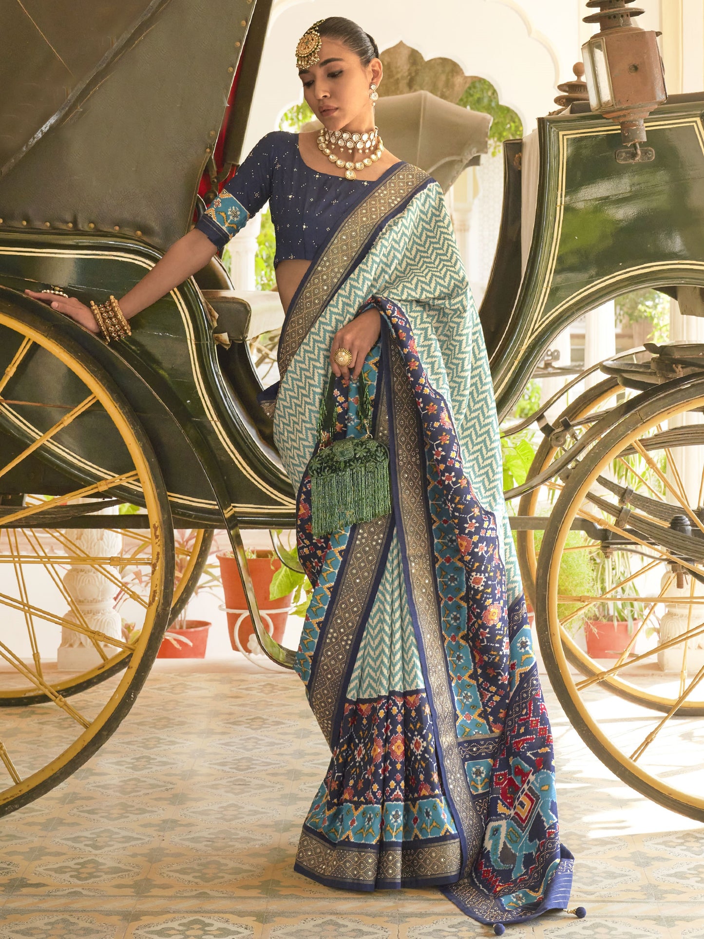 Powder Blue Patola Saree