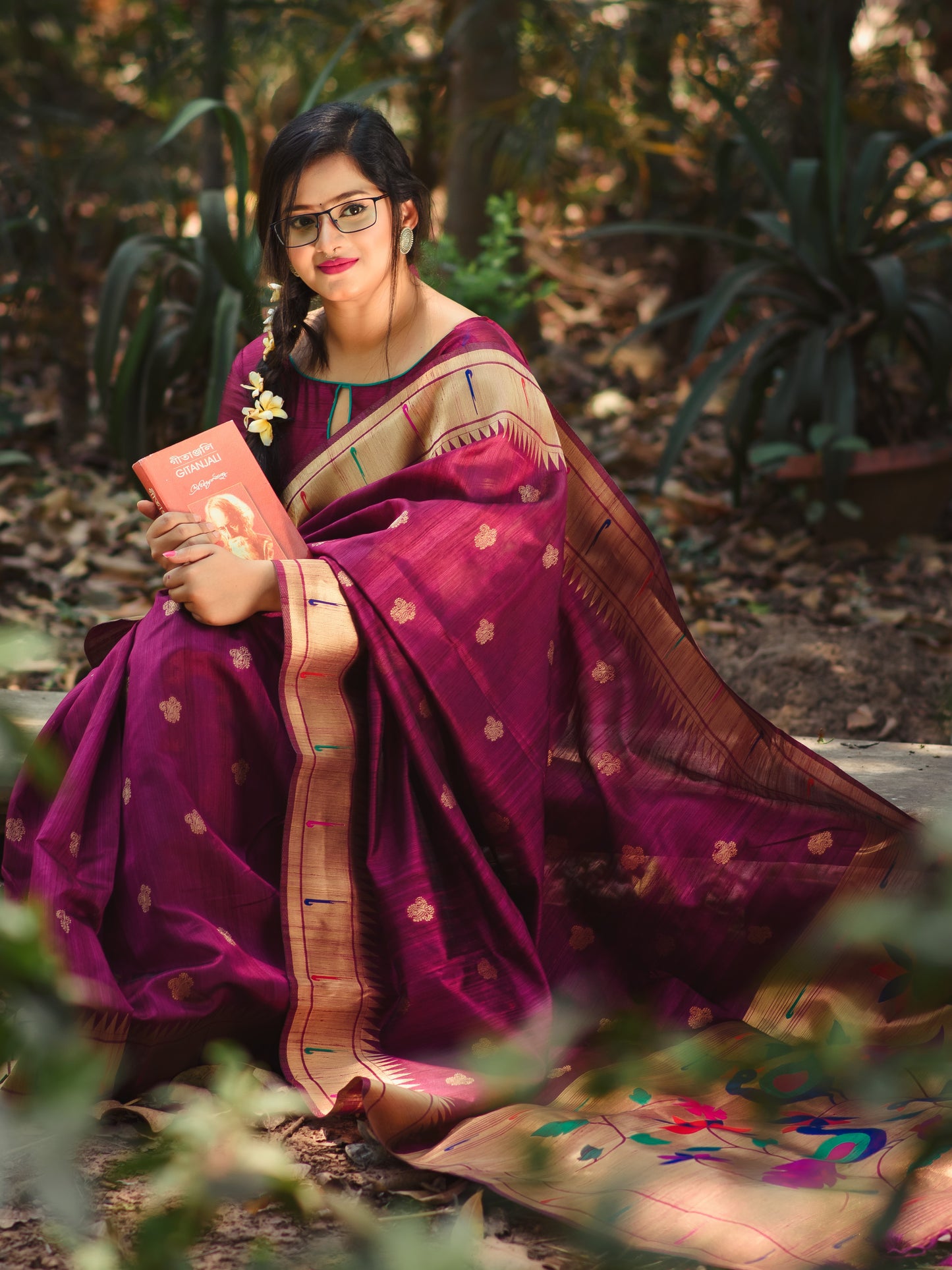 violet bridal saree