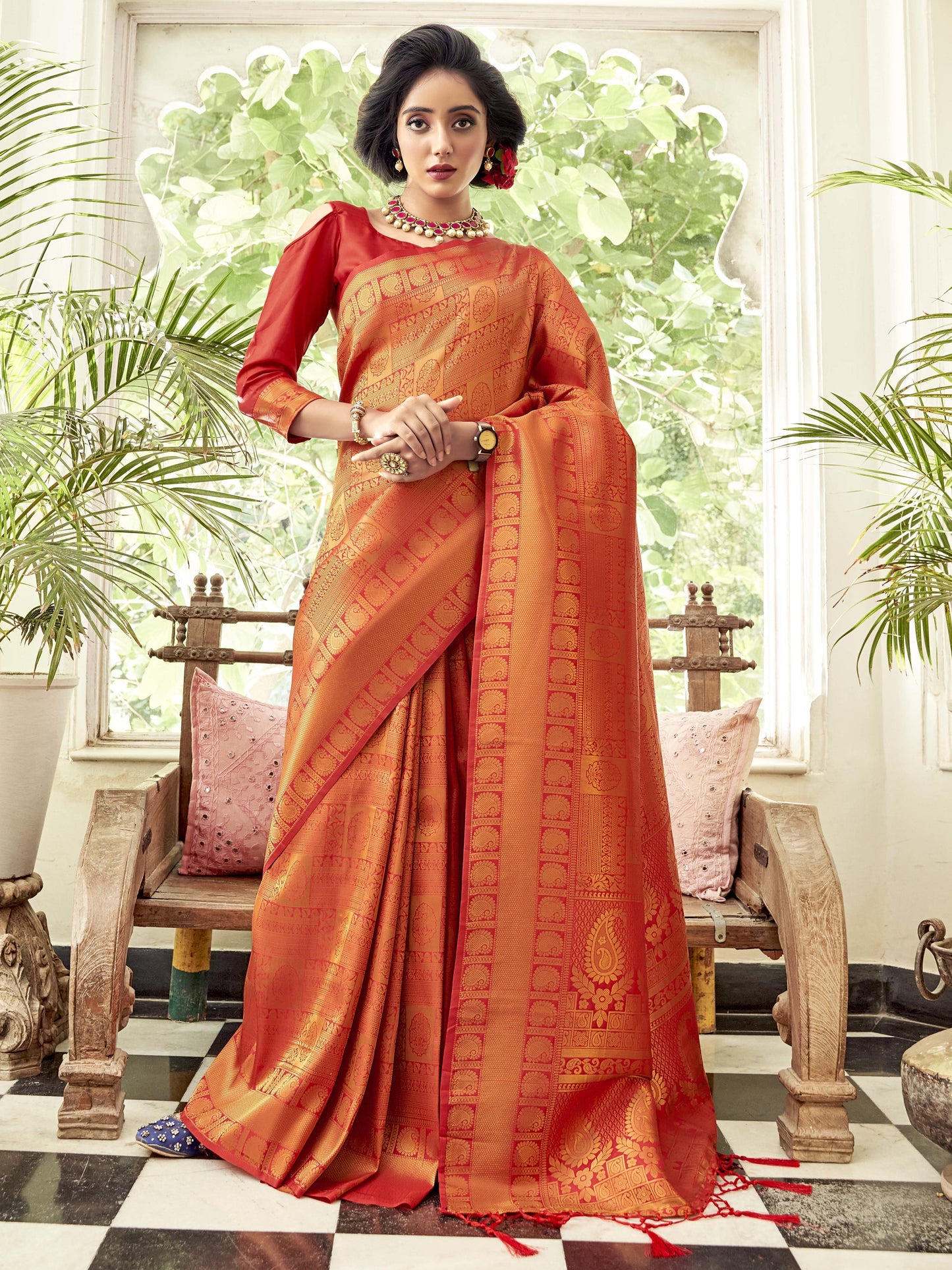 Bridal Red Kanjivaram Saree