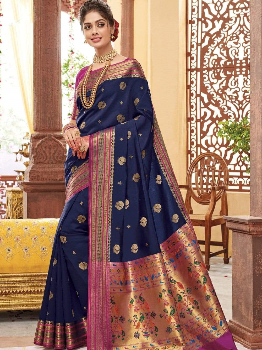 Dark Blue Paithani Saree