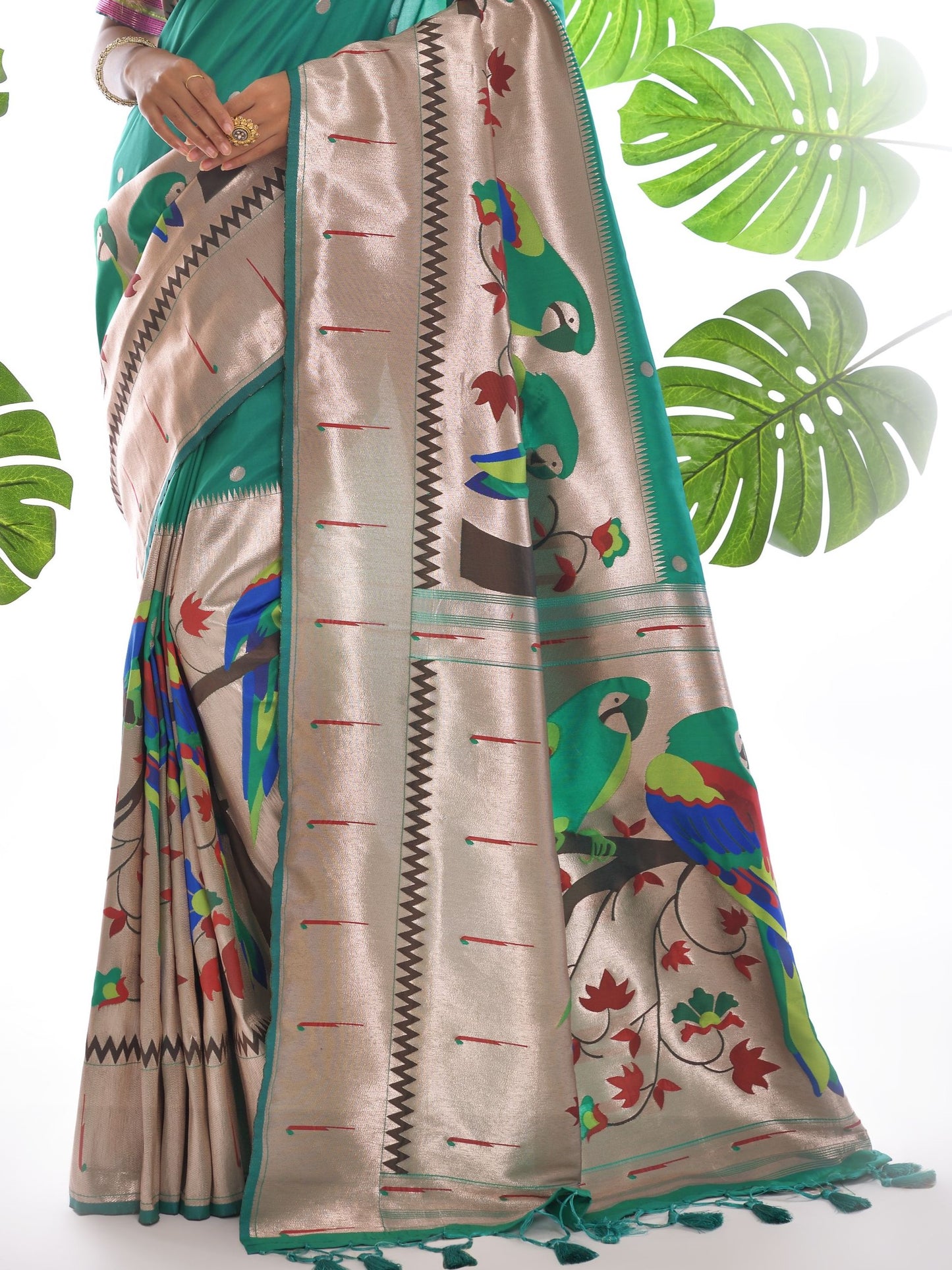 Sea Green Woven Paithani Saree