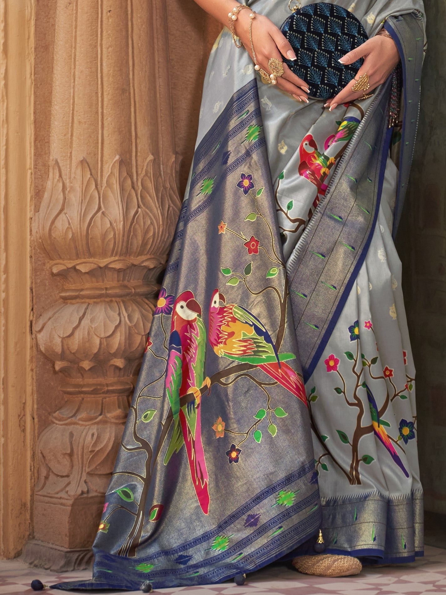 Frost Blue Paithani Saree