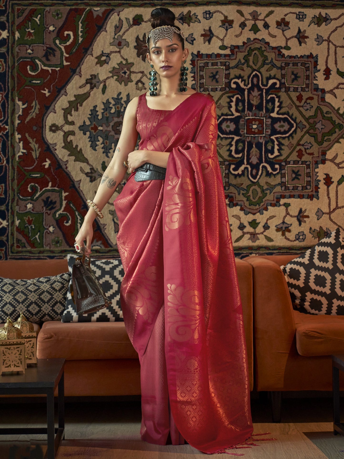Imperial Red Woven Banarasi Saree