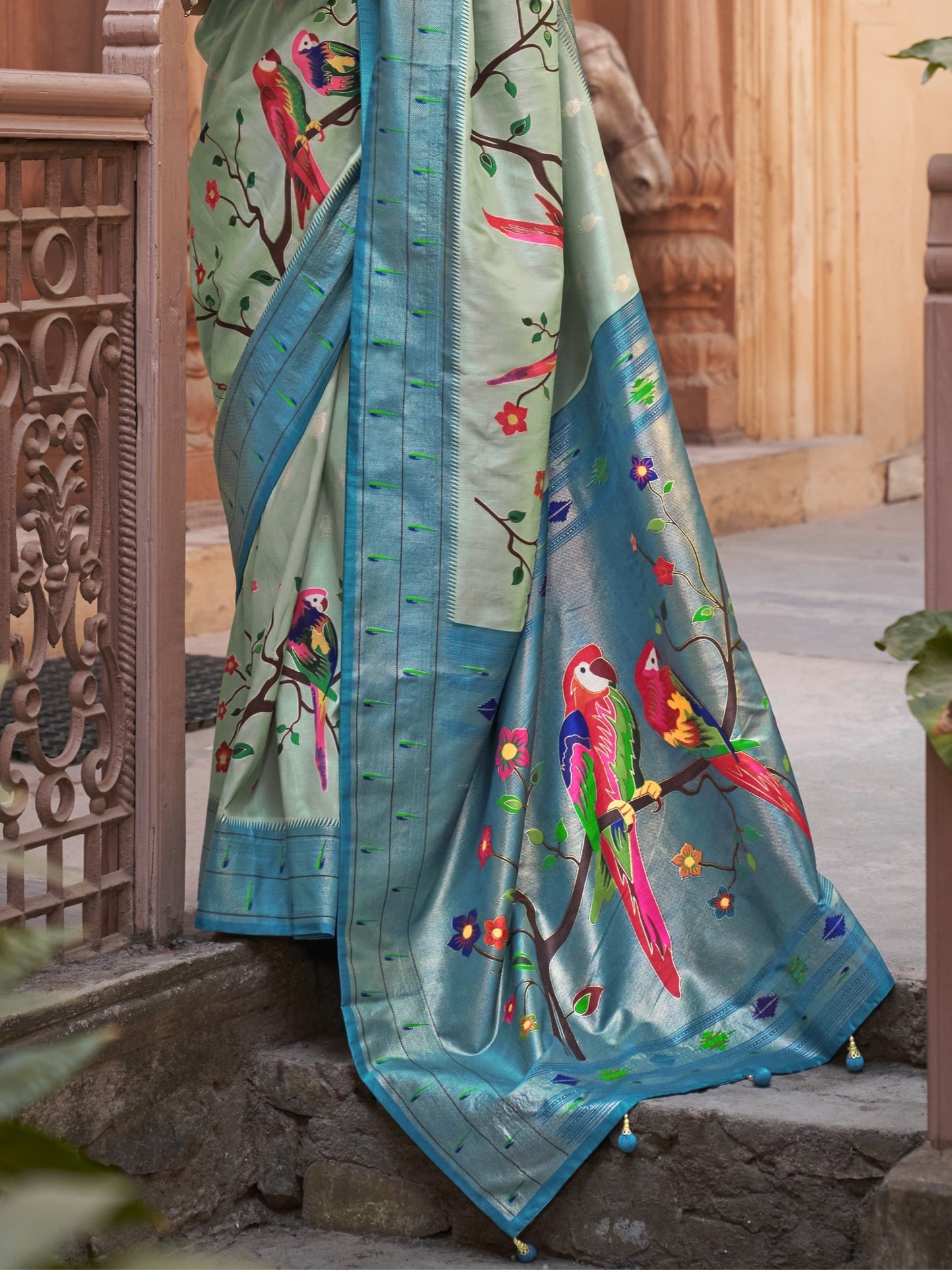 blue saree bridal look