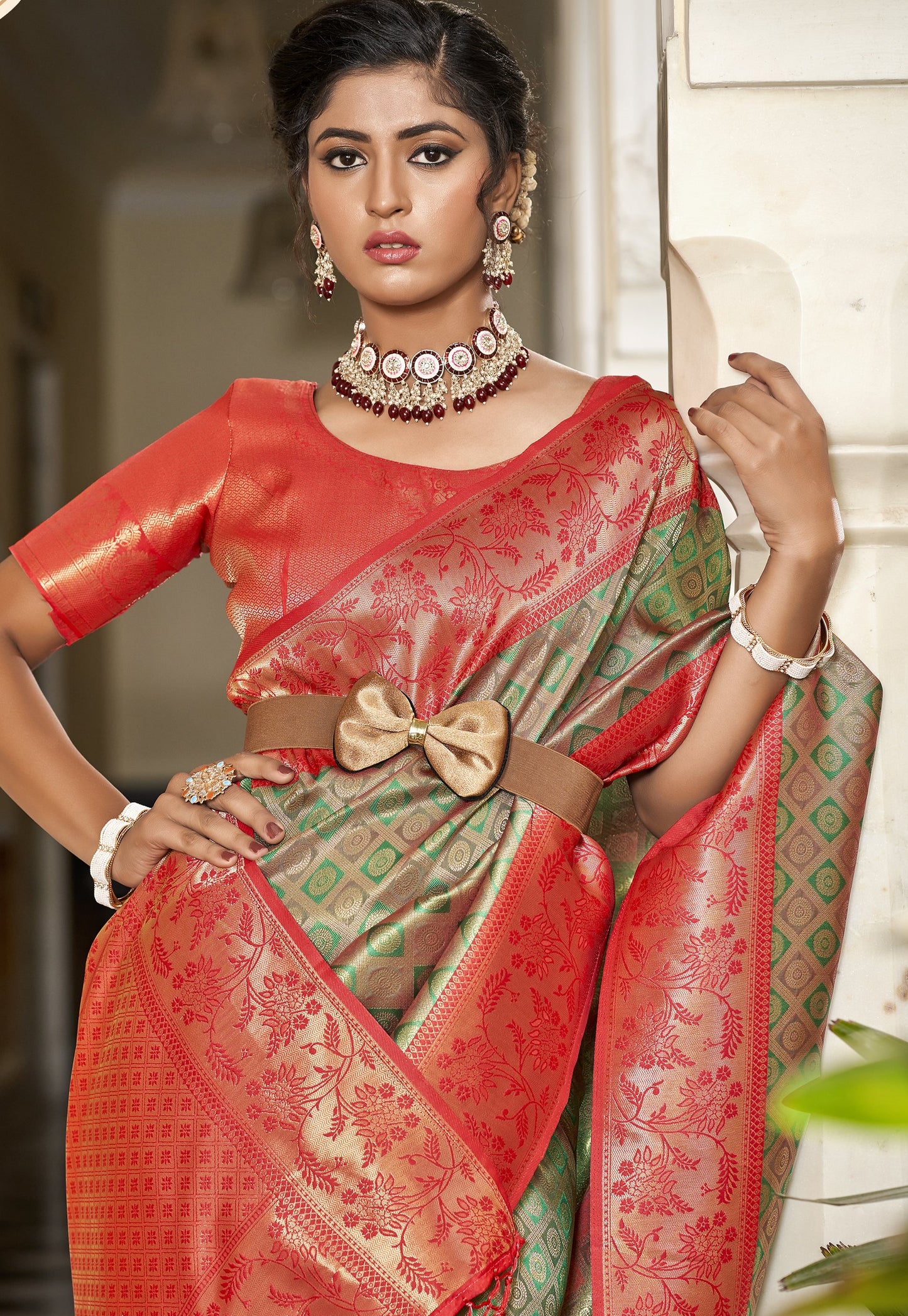 Olivine Green Kanjivaram Saree