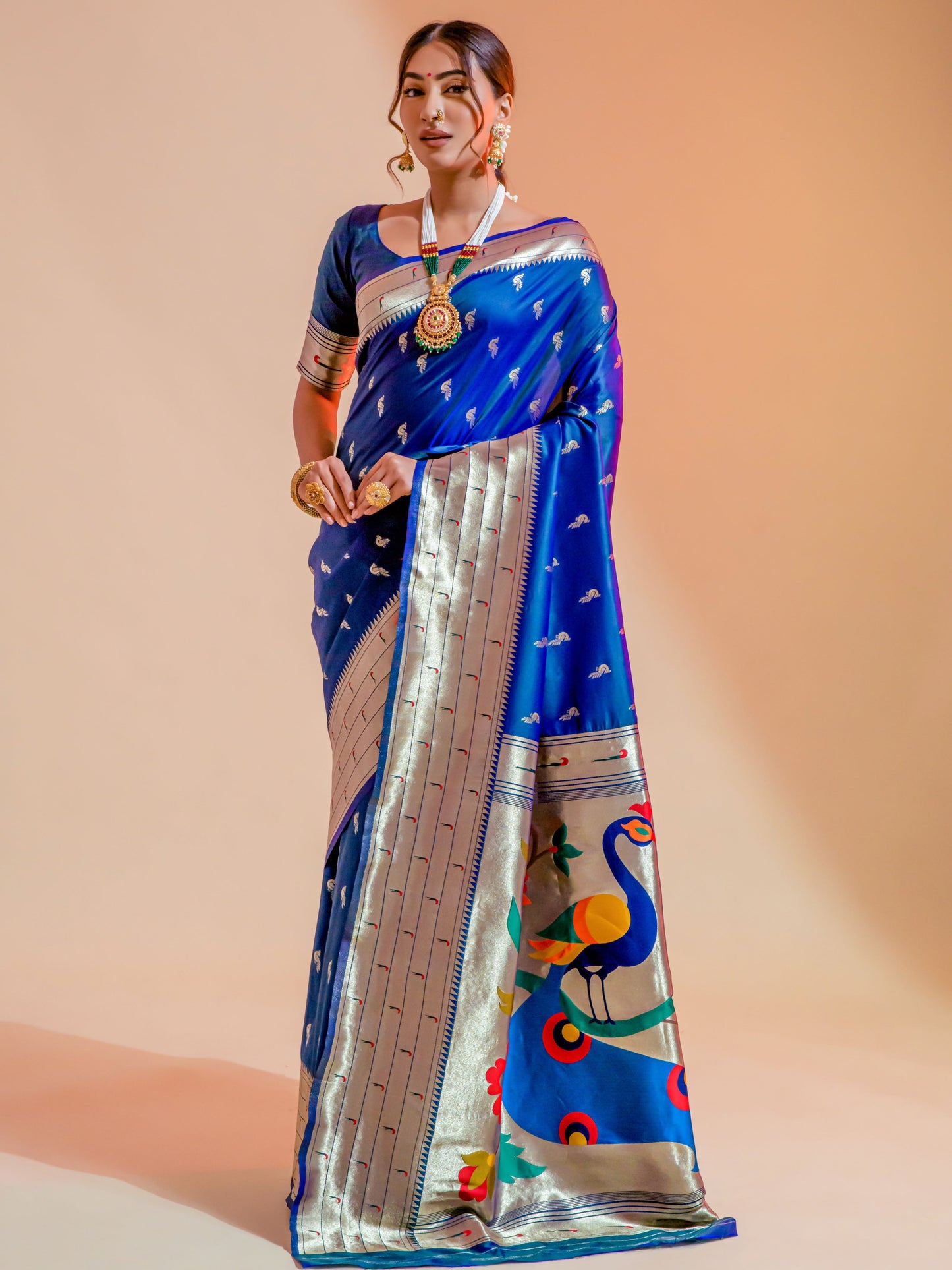Cobalt Blue Paithani Saree