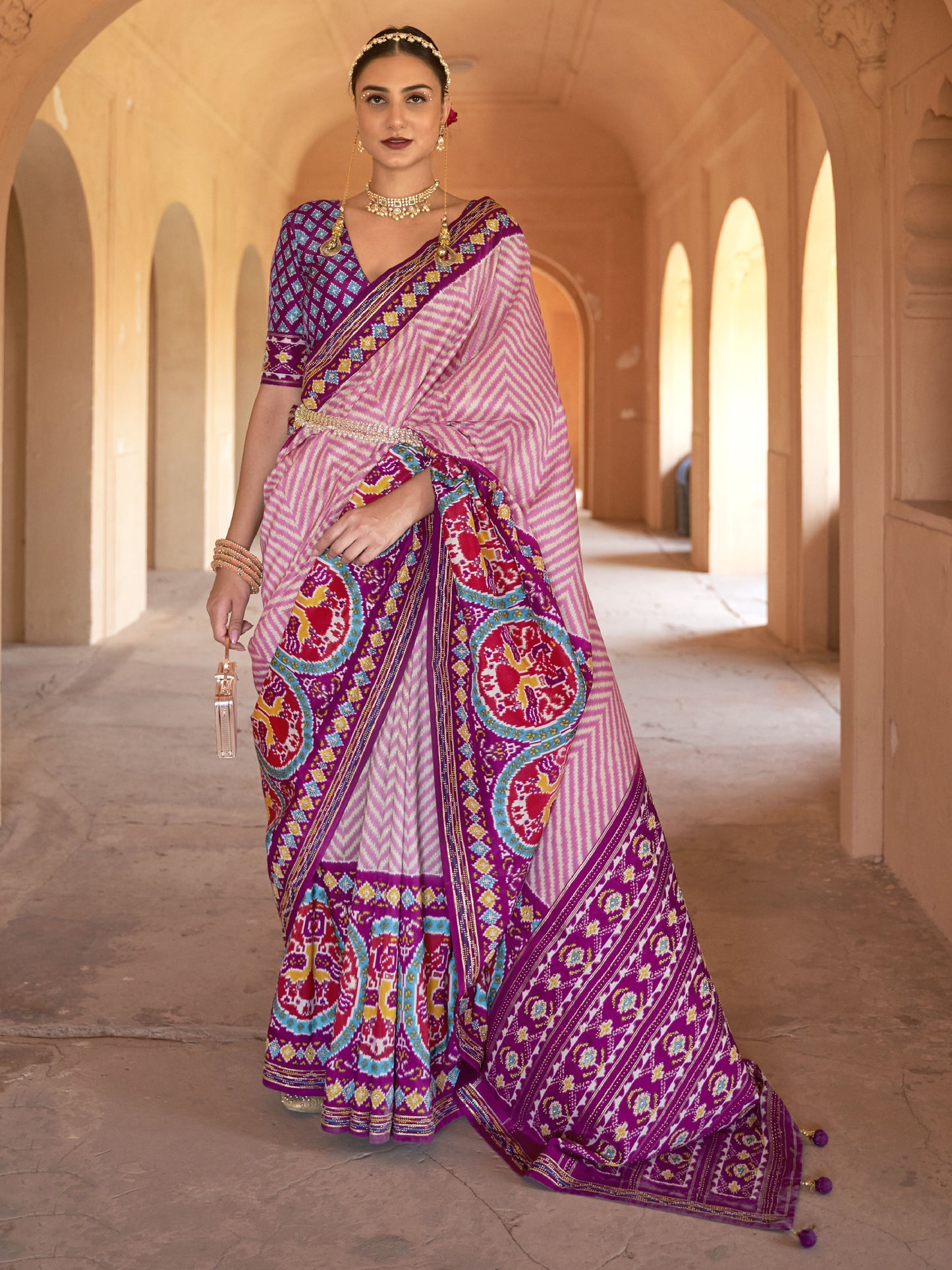 Mulberry Magenta Patola Saree