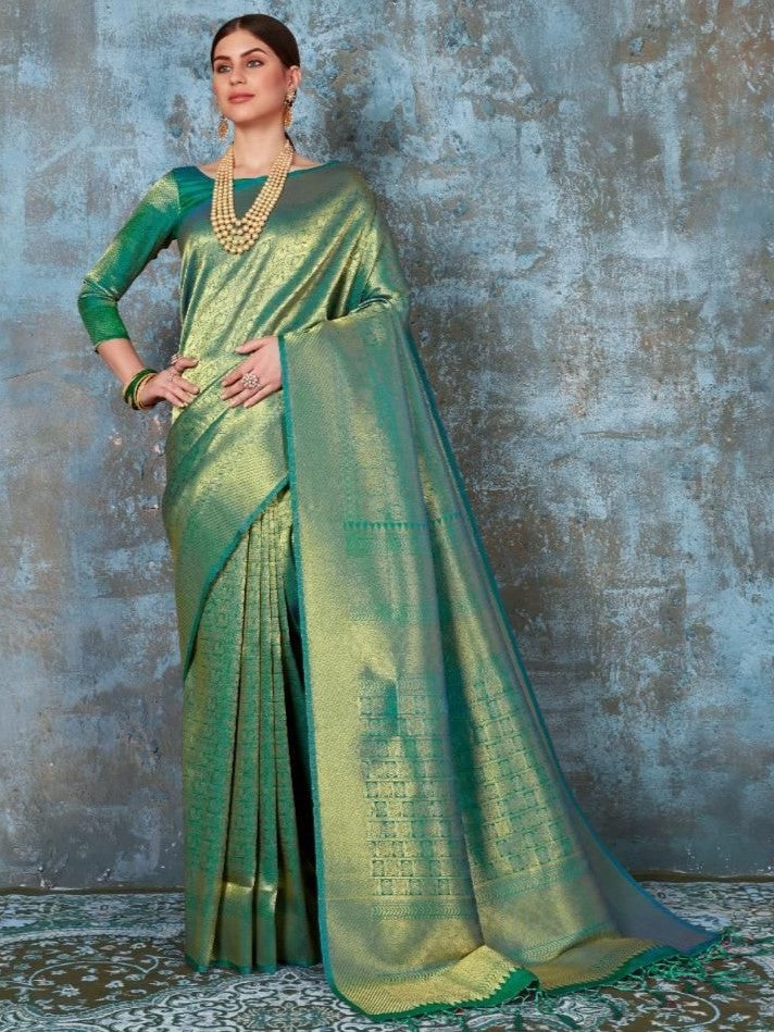 Olive Green Kanjivaram Saree
