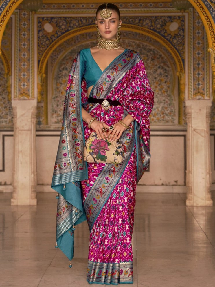Barbie Magenta Patola Paithani Silk Saree