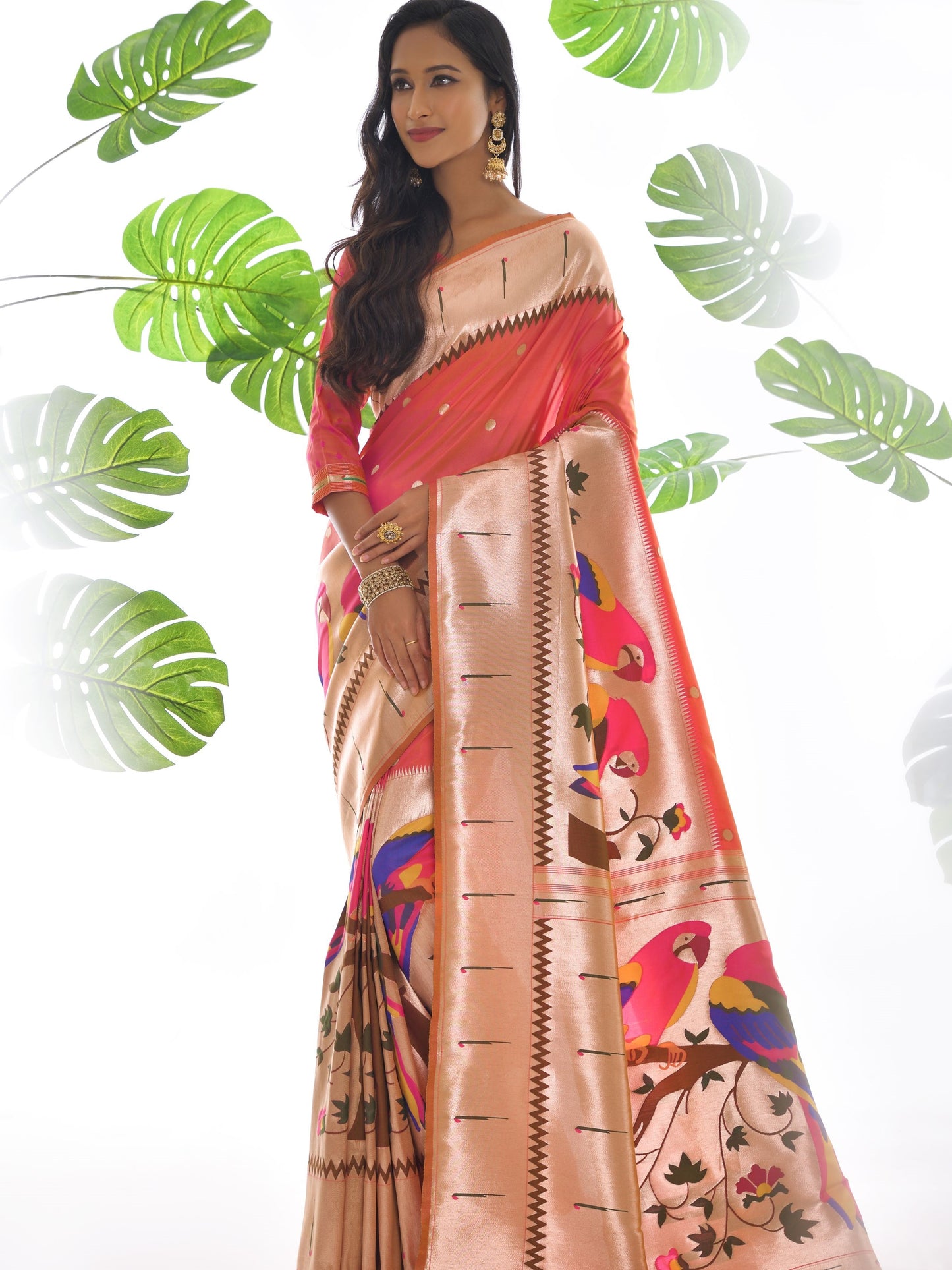 Aboli Pink Woven Paithani Saree