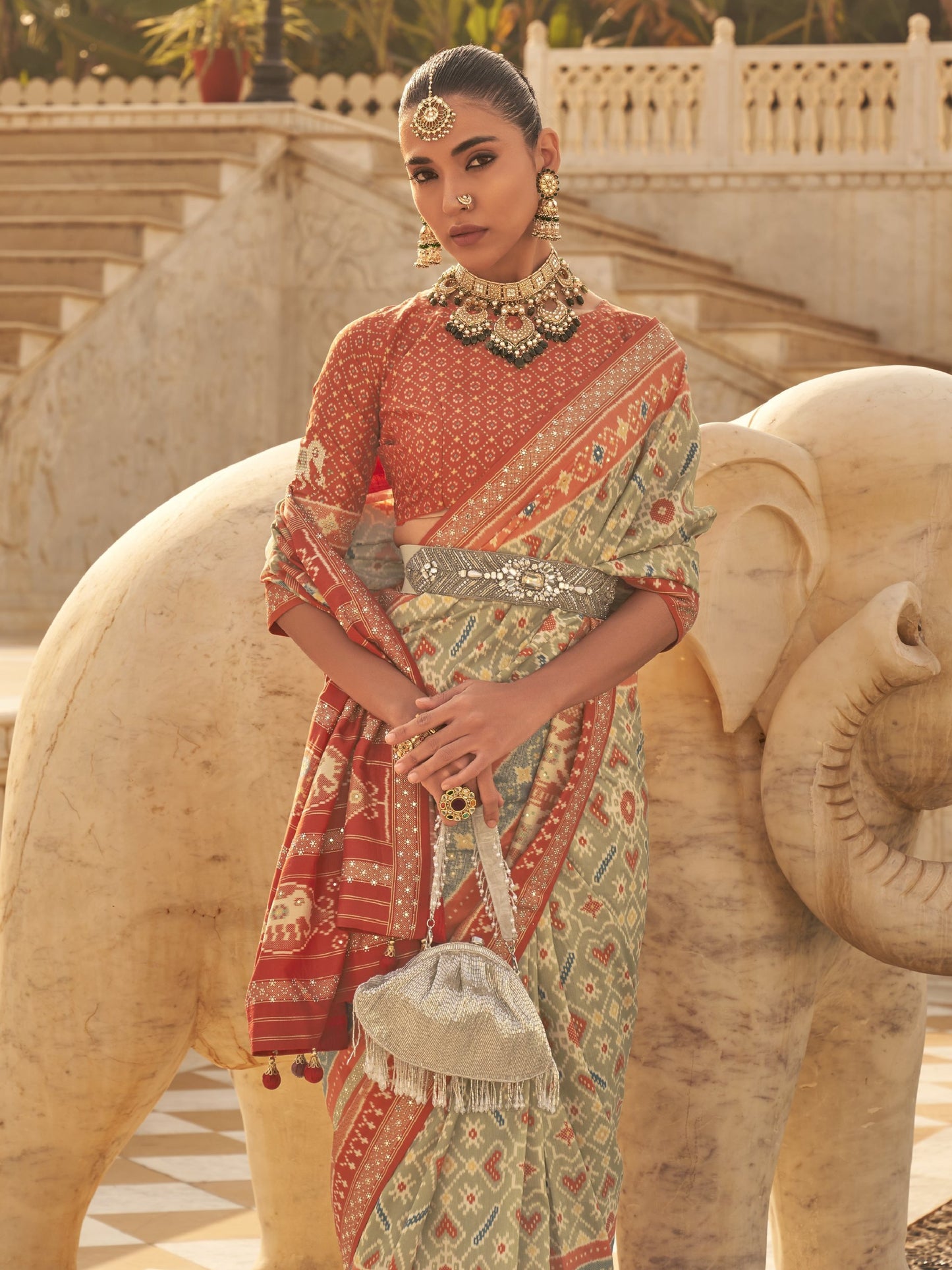 Sand Gray Patola Saree