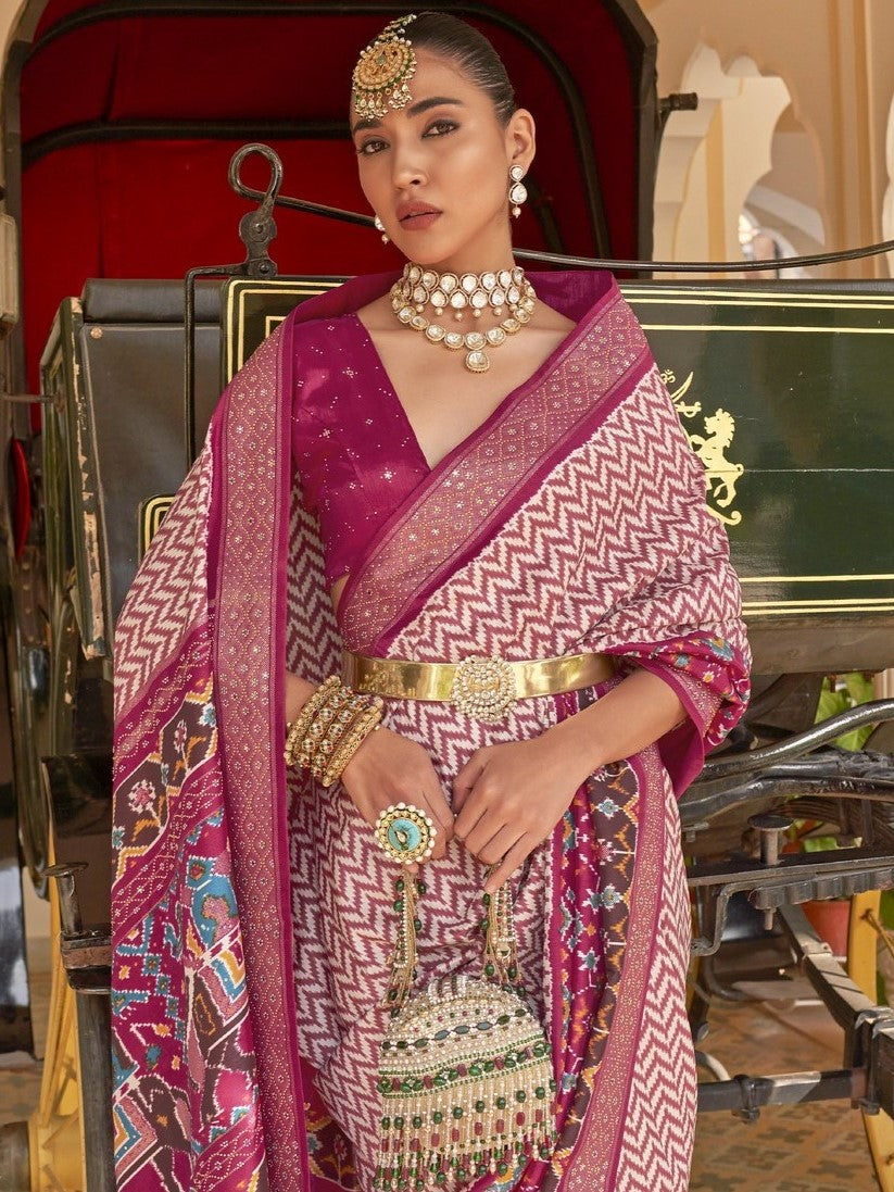 Cerise Magenta Patola Saree