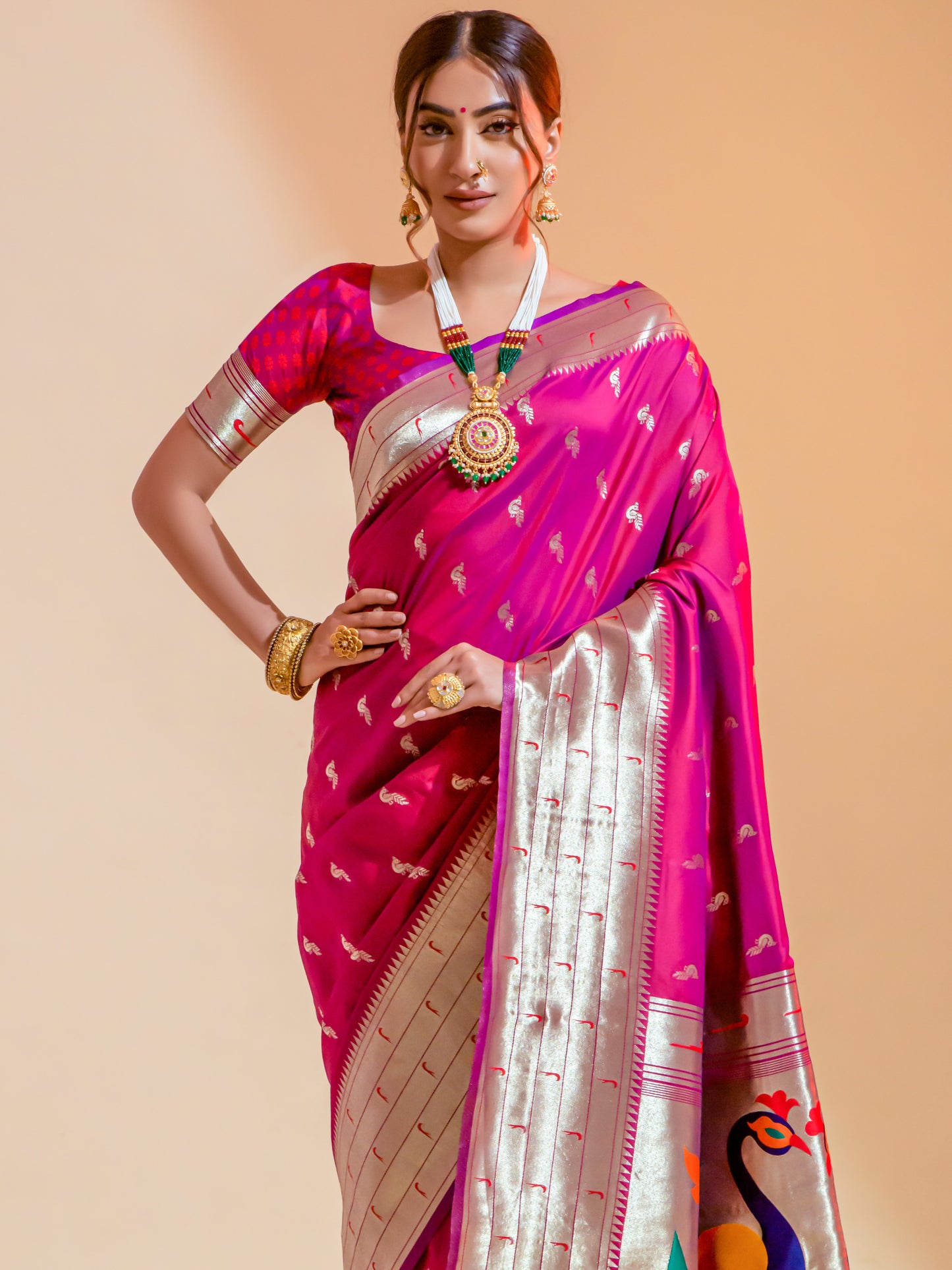 Byzantine Magenta Paithani Saree