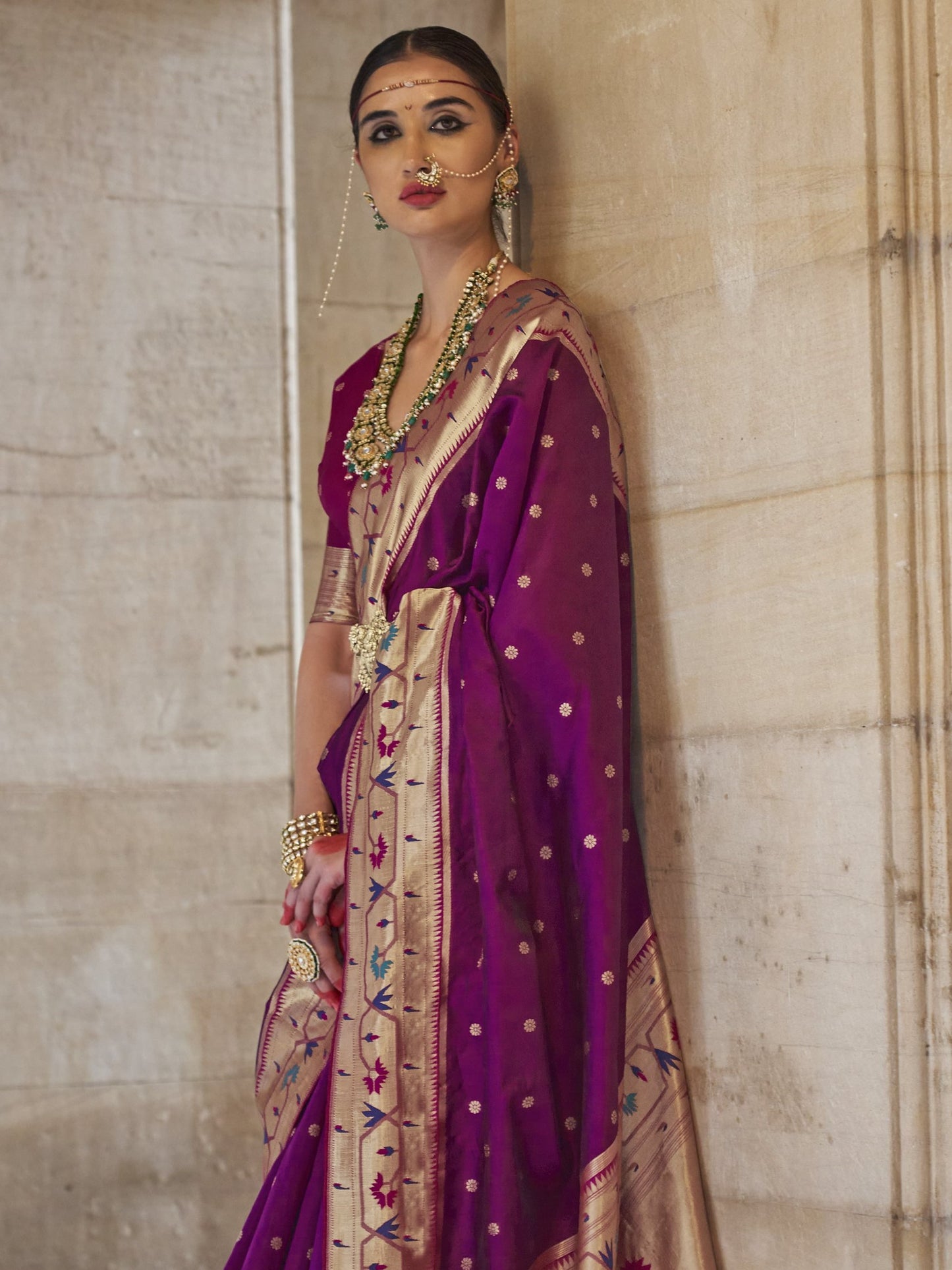 Gem Violet Woven Paithani Saree