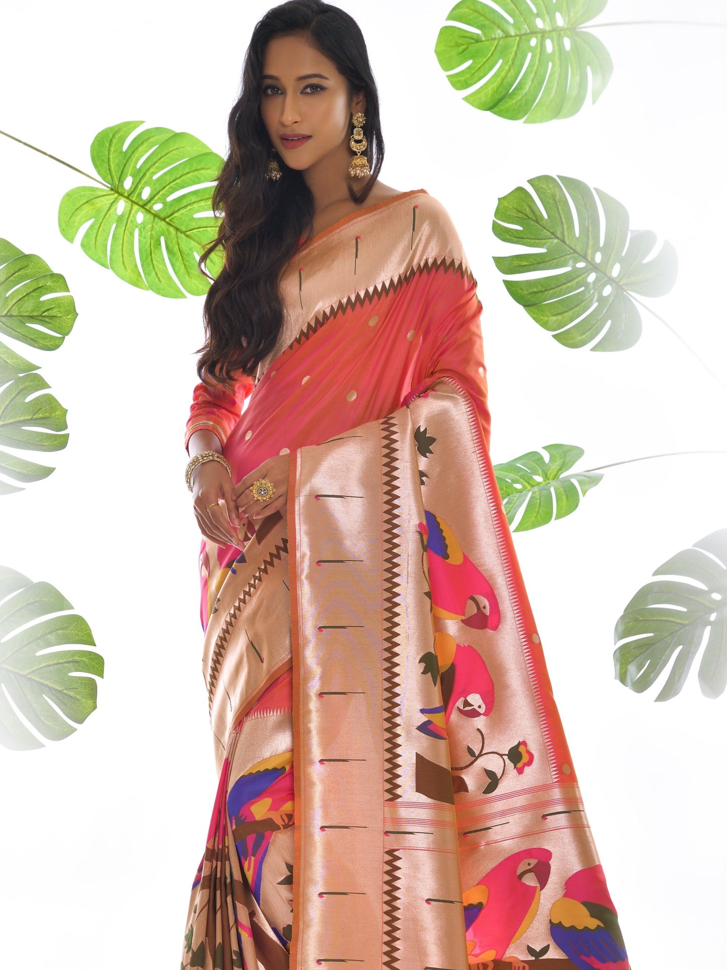 Aboli Pink Woven Paithani Saree