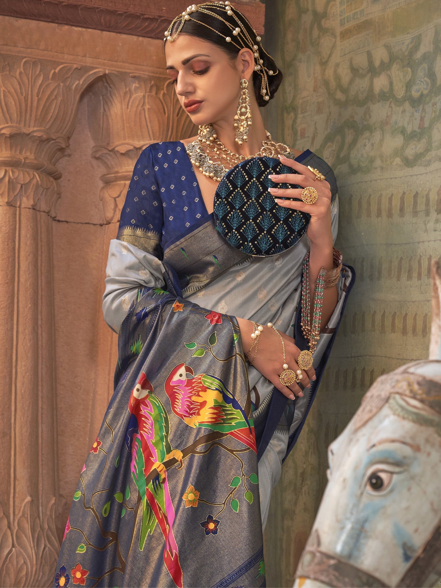 Frost Blue Paithani Saree