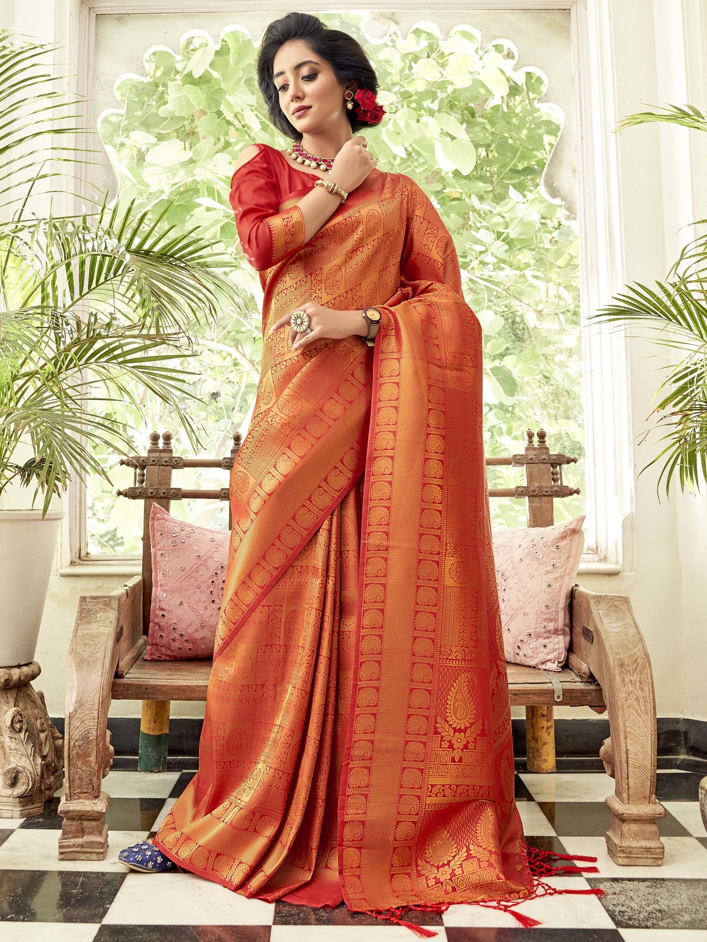 Bridal Red Kanjivaram Saree