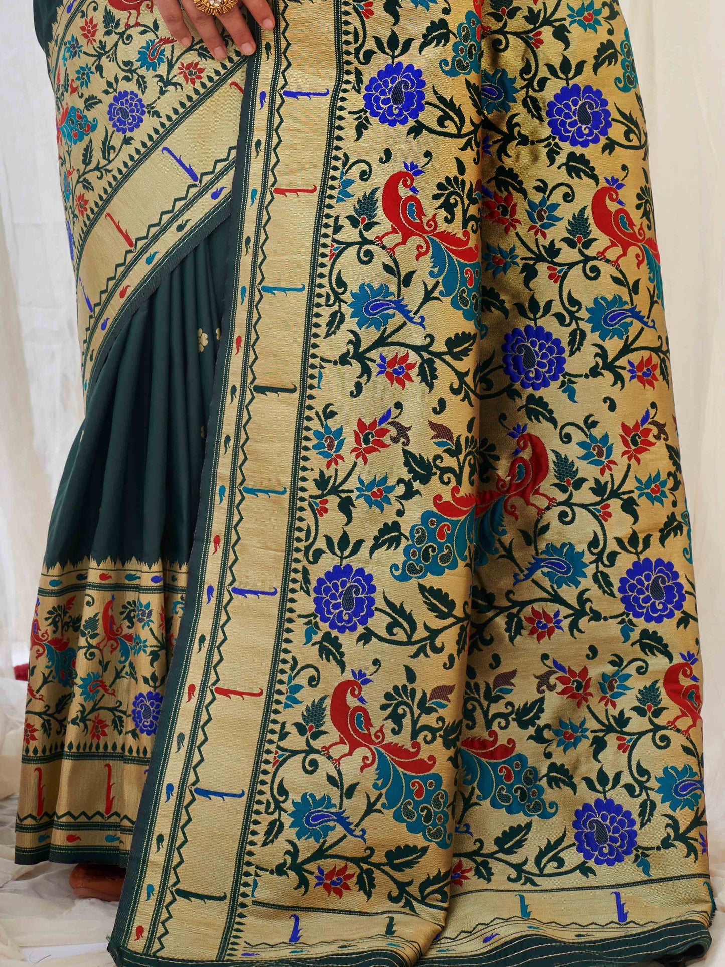 Dark Green Paithani Saree