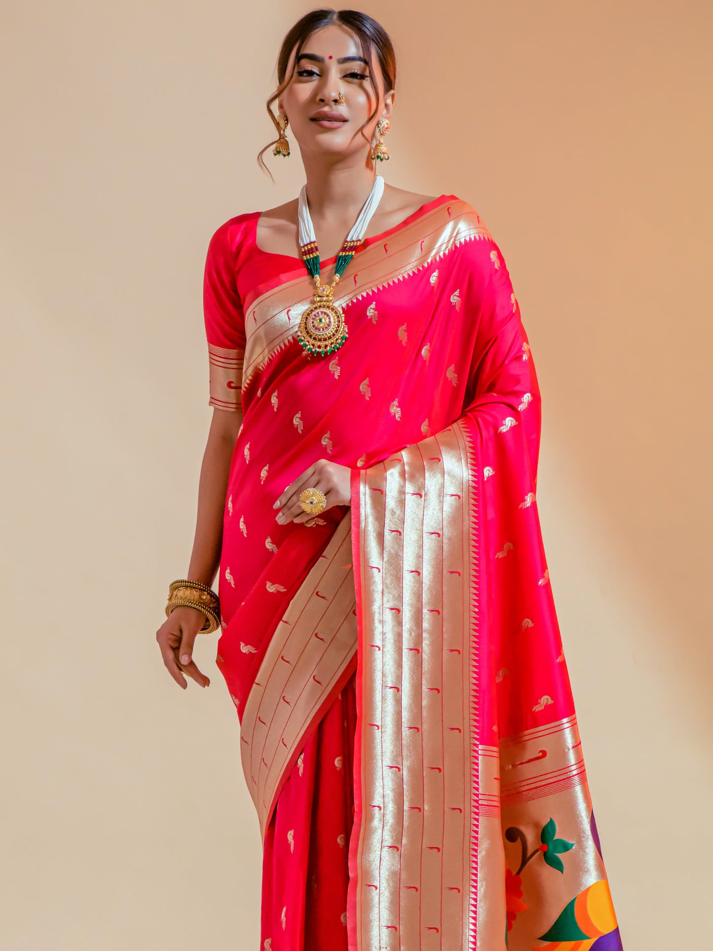 Hot Pink Paithani Saree