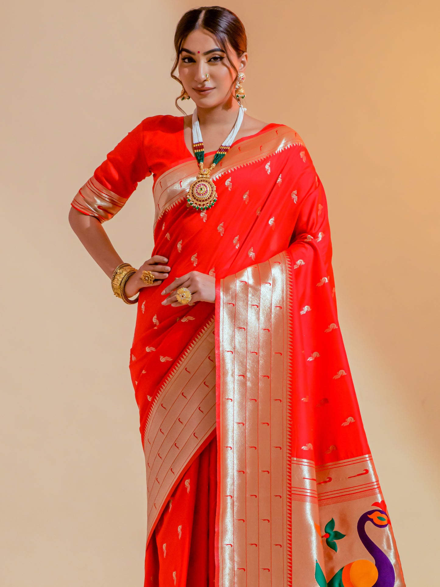 Bridal Red Paithani Saree
