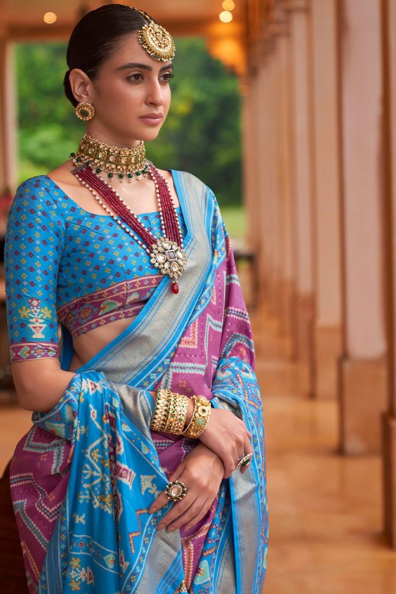 Floral Lavender Patola Saree