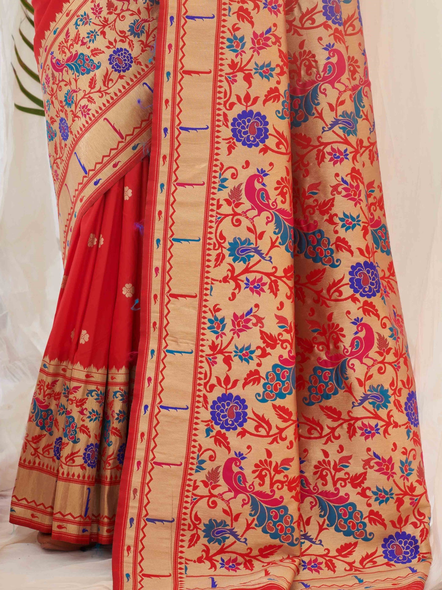 Candy Red Paithani Saree