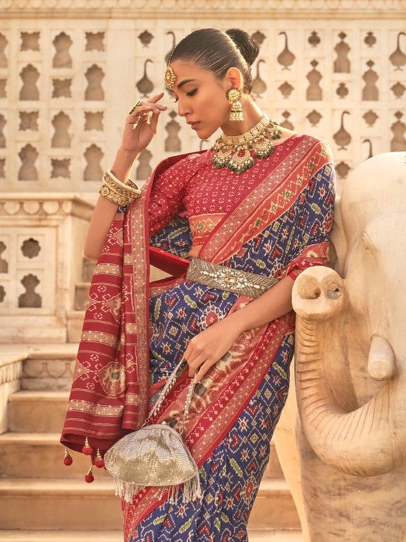 Midnight Blue Patola Saree