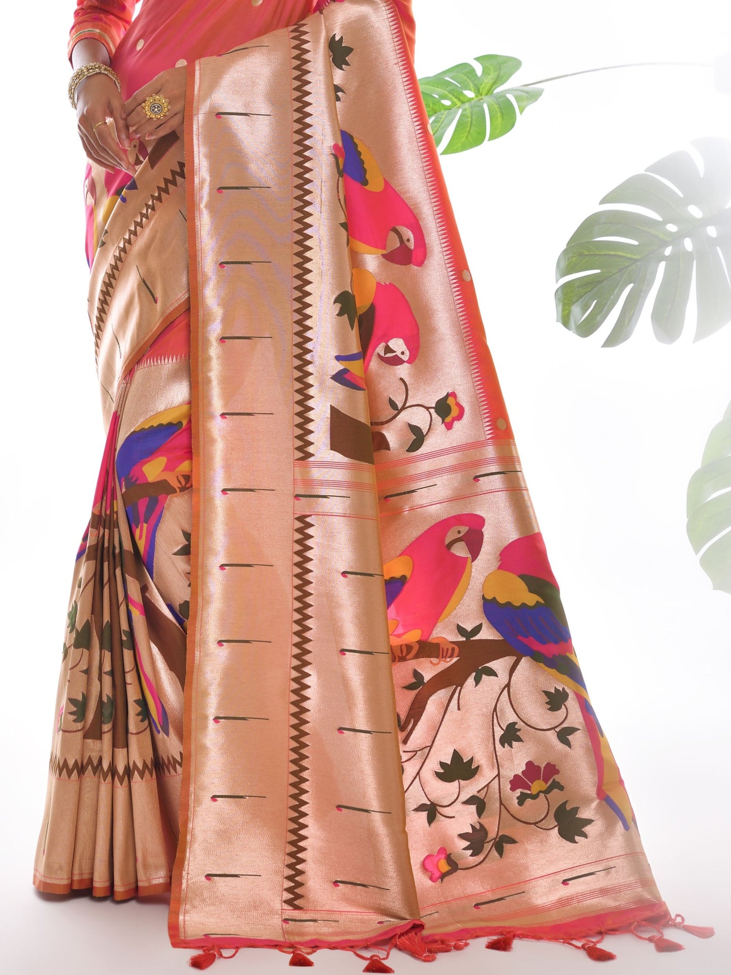 Aboli Pink Woven Paithani Saree