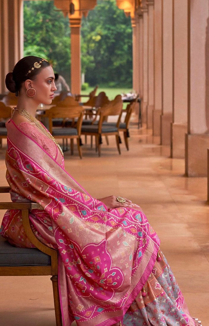 Dark Peach Patola Saree