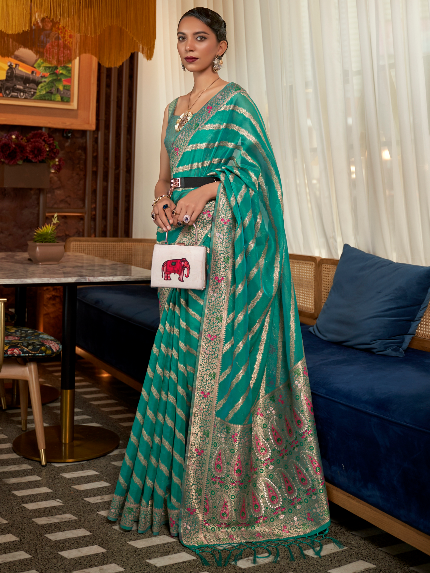 traditional organza saree