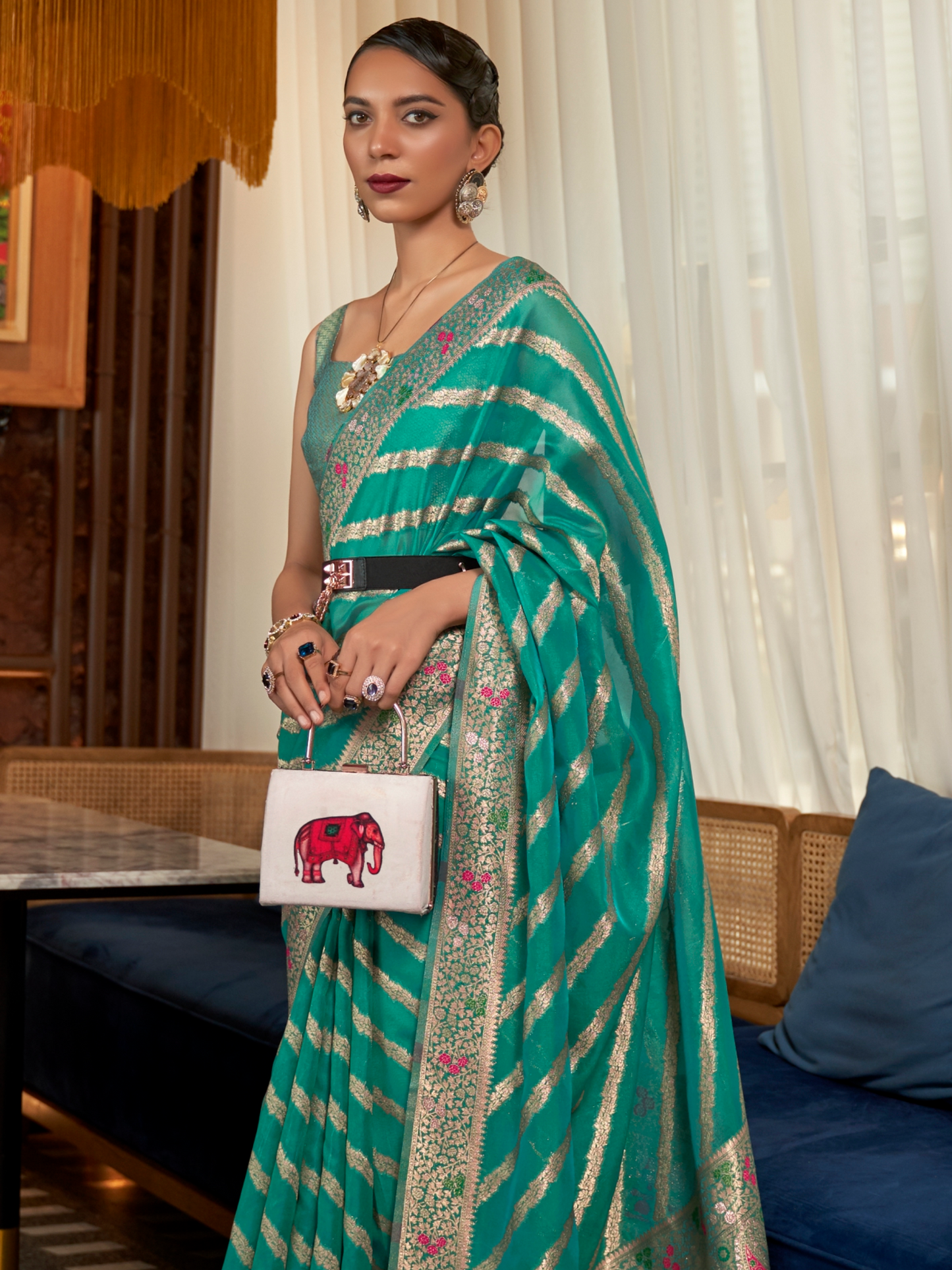 weaving organza silk saree
