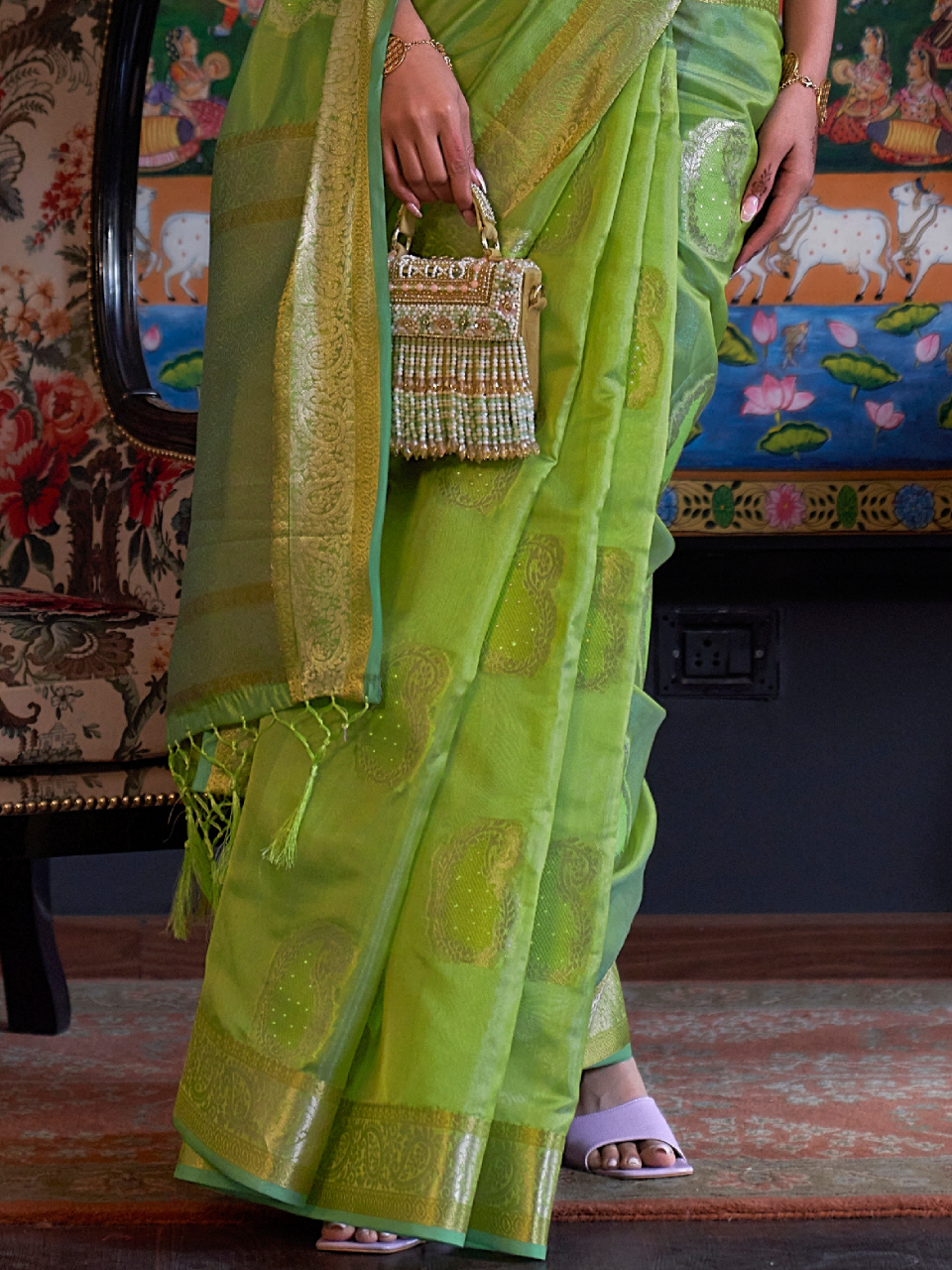 organza saree pallu