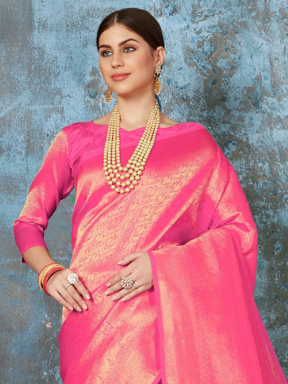 Rose Pink Kanjivaram Saree