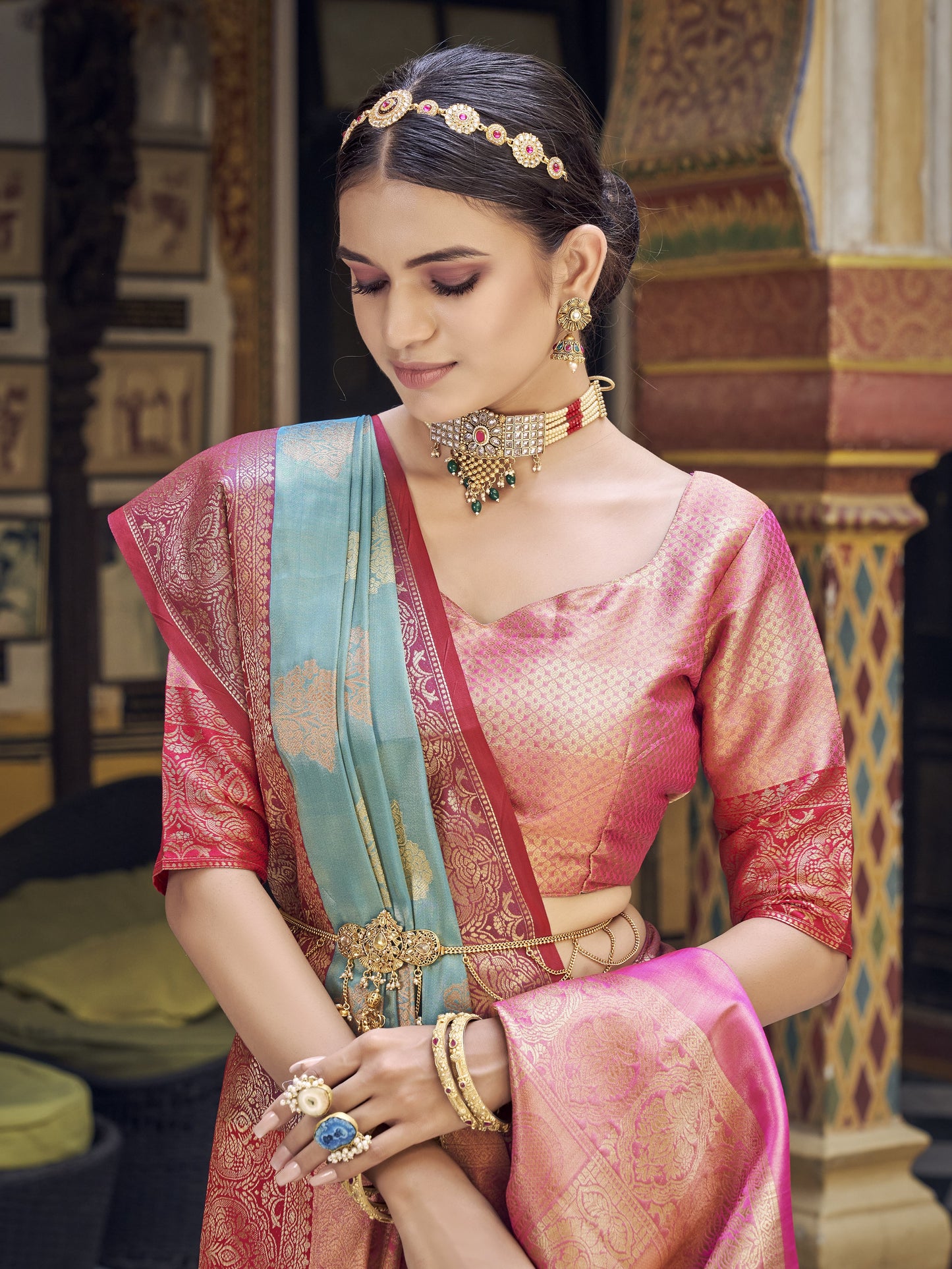 Baby Blue Tissue Silk Saree