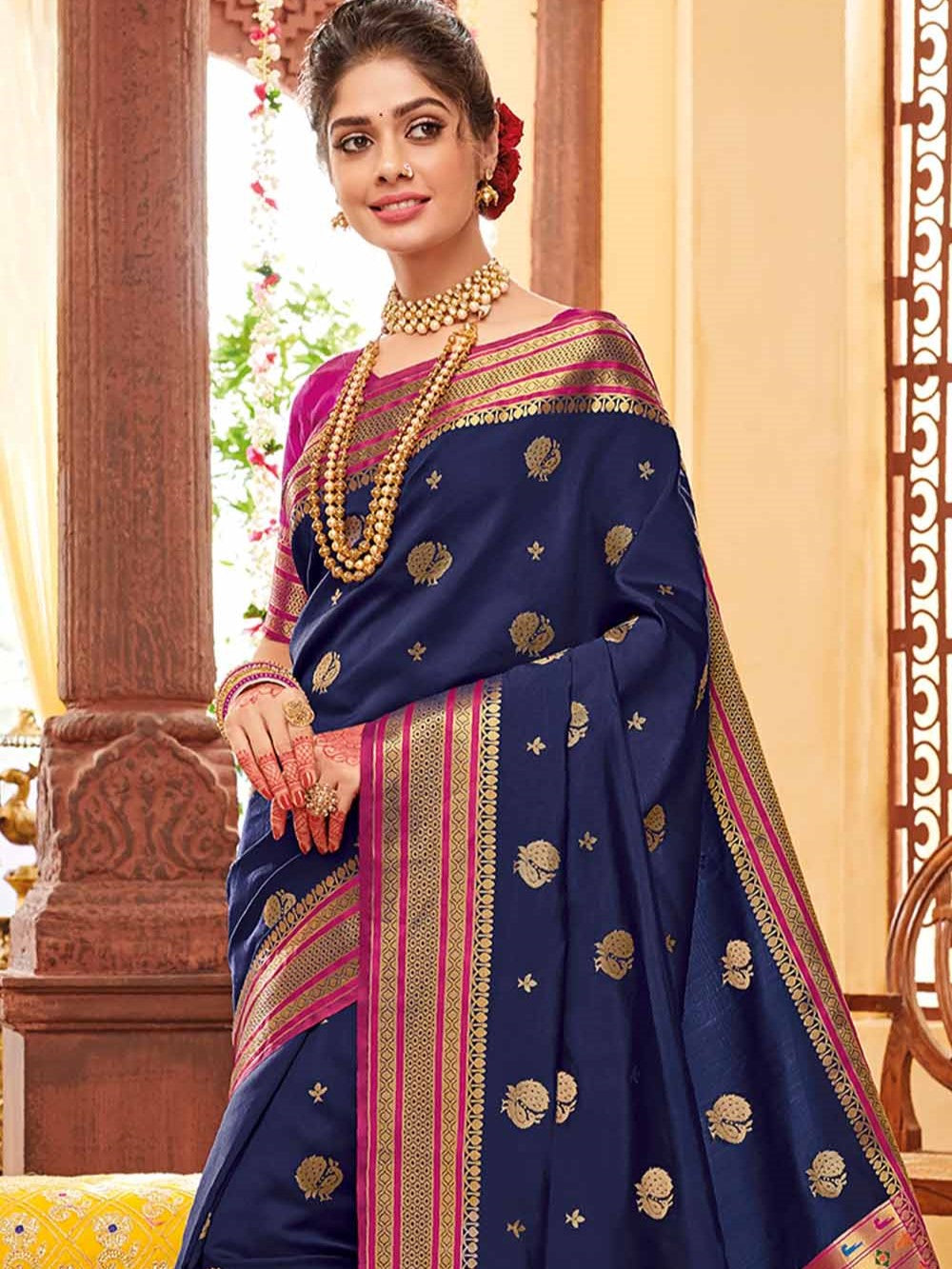 Dark Blue Paithani Saree