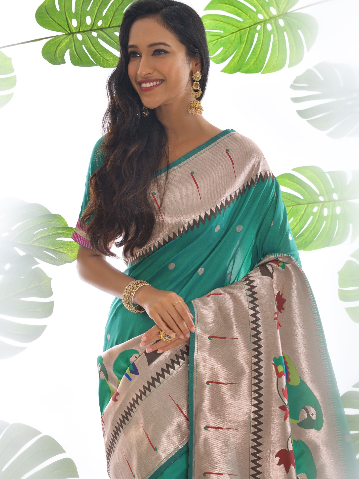 Sea Green Woven Paithani Saree