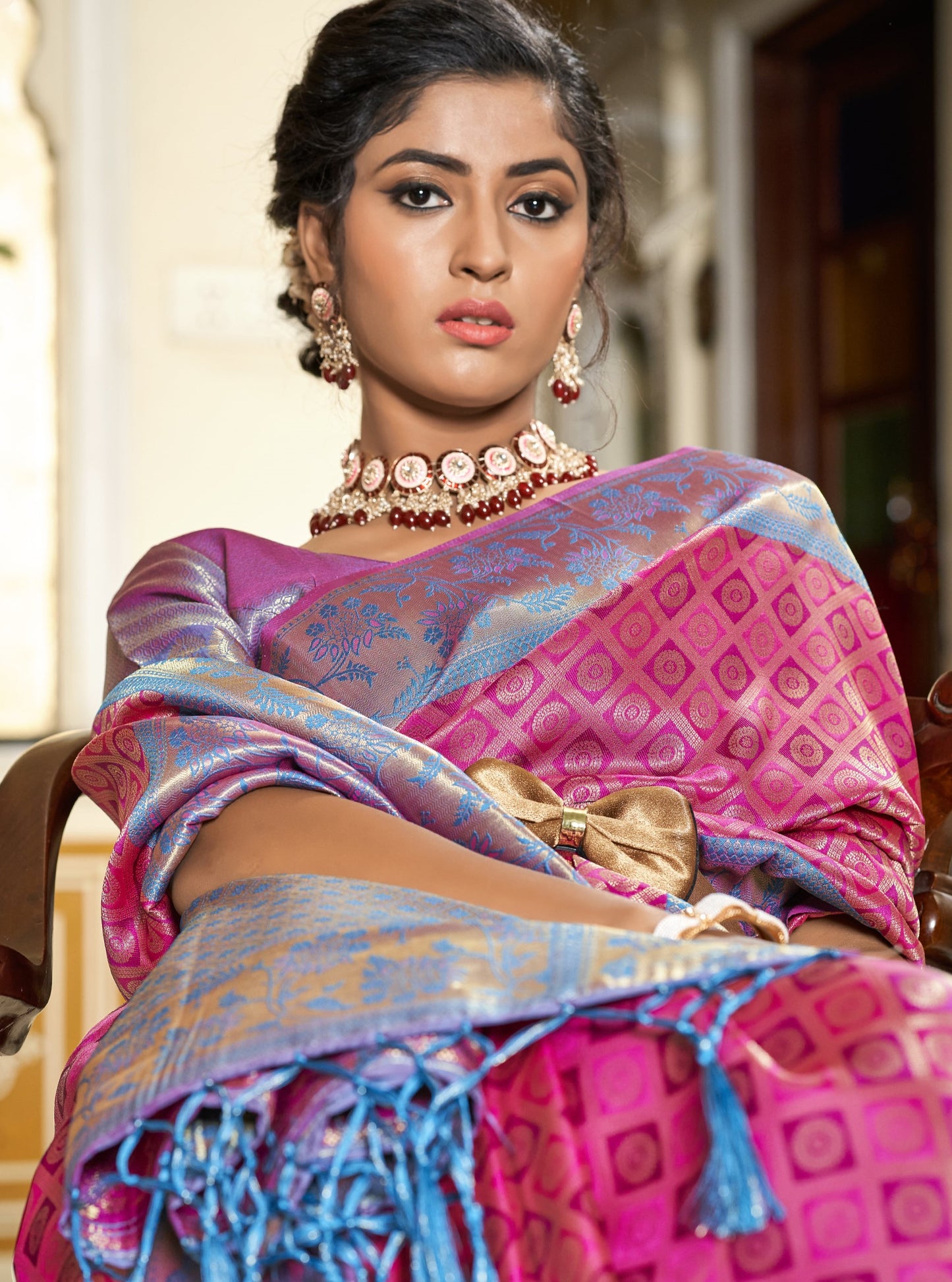 Rose Pink Kanjivaram Saree