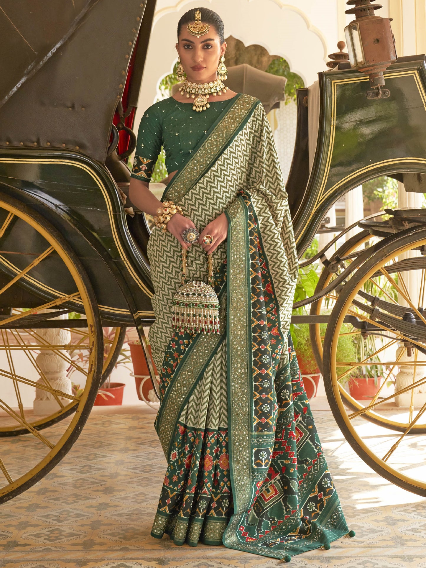 Buy green patola sarees online