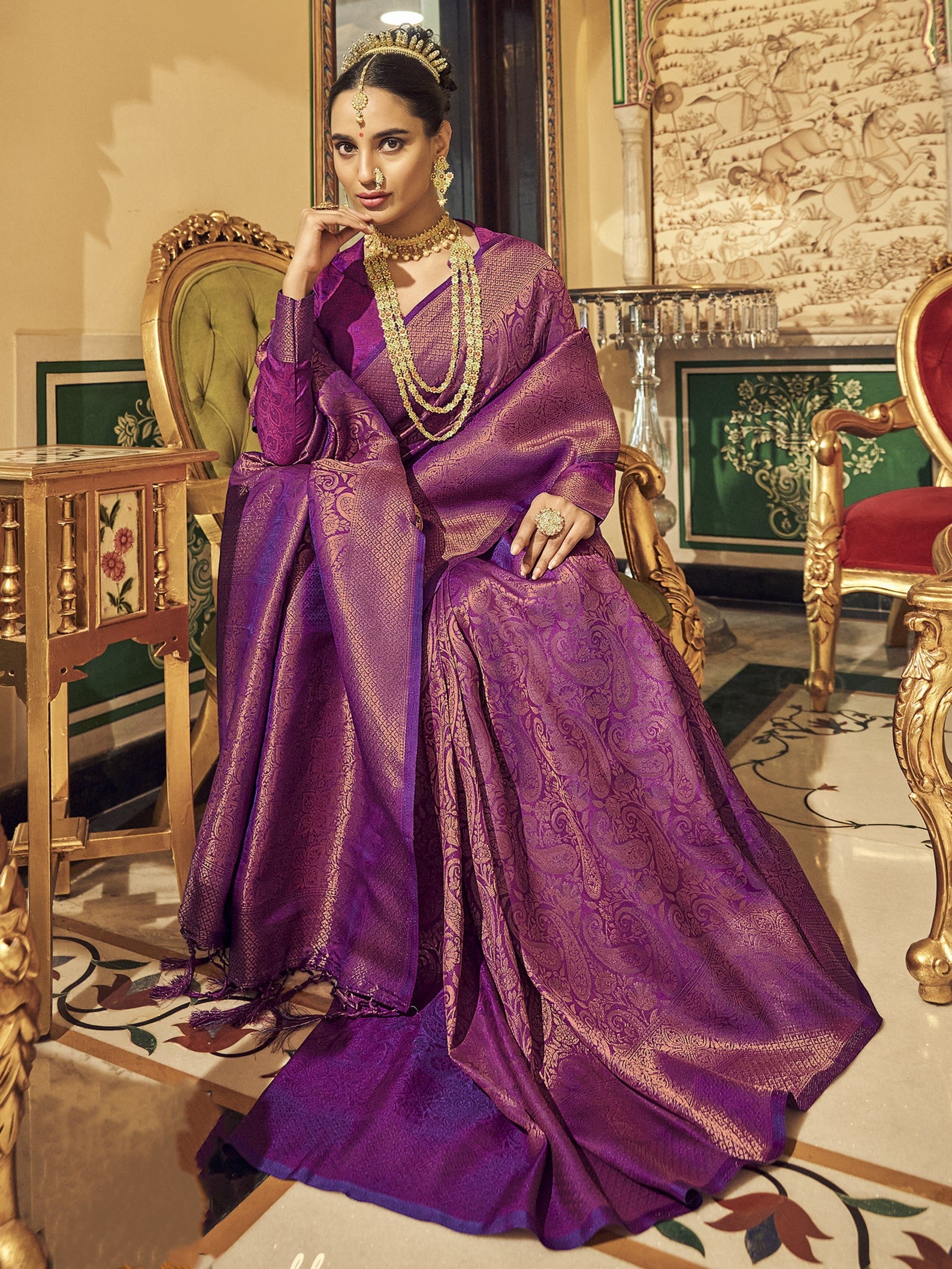 Bridal Violet Kanjivaram Saree