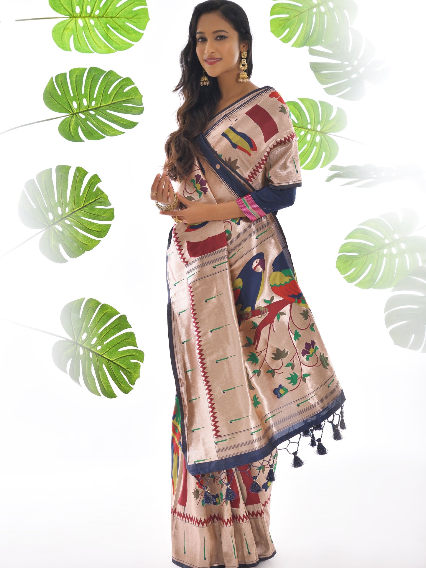 Space Blue Woven Paithani Saree
