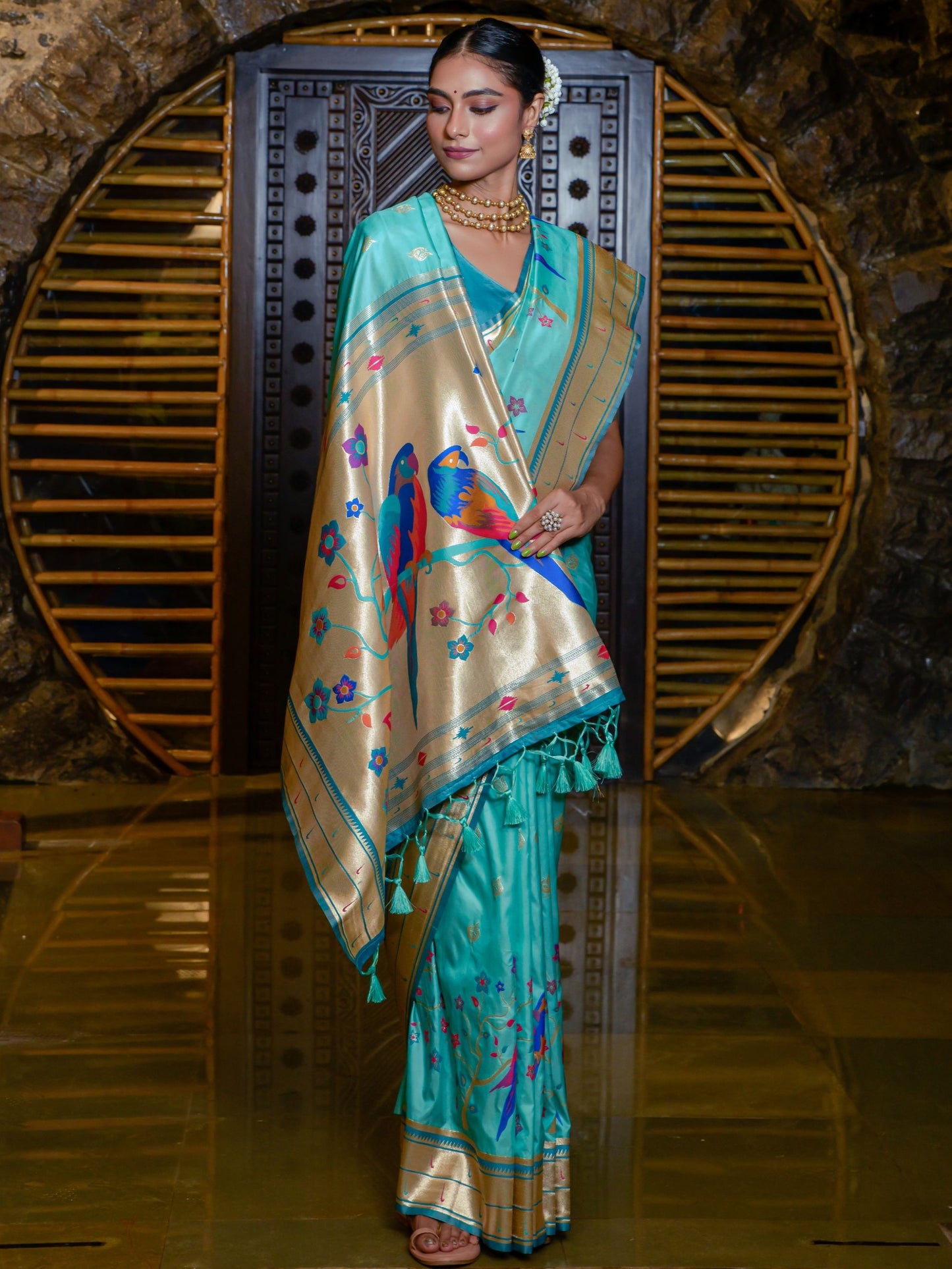 Sky Blue Woven Paithani Saree