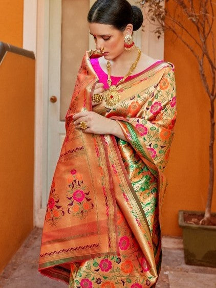 Golden Pink Paithani Saree