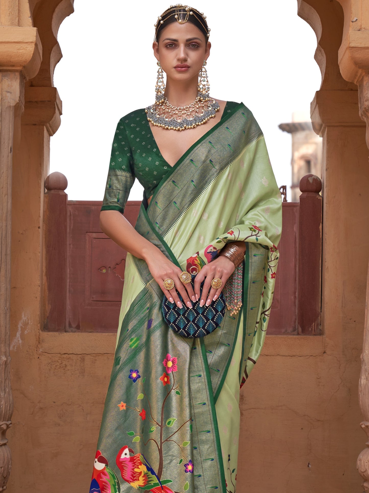Mint Green Paithani Saree